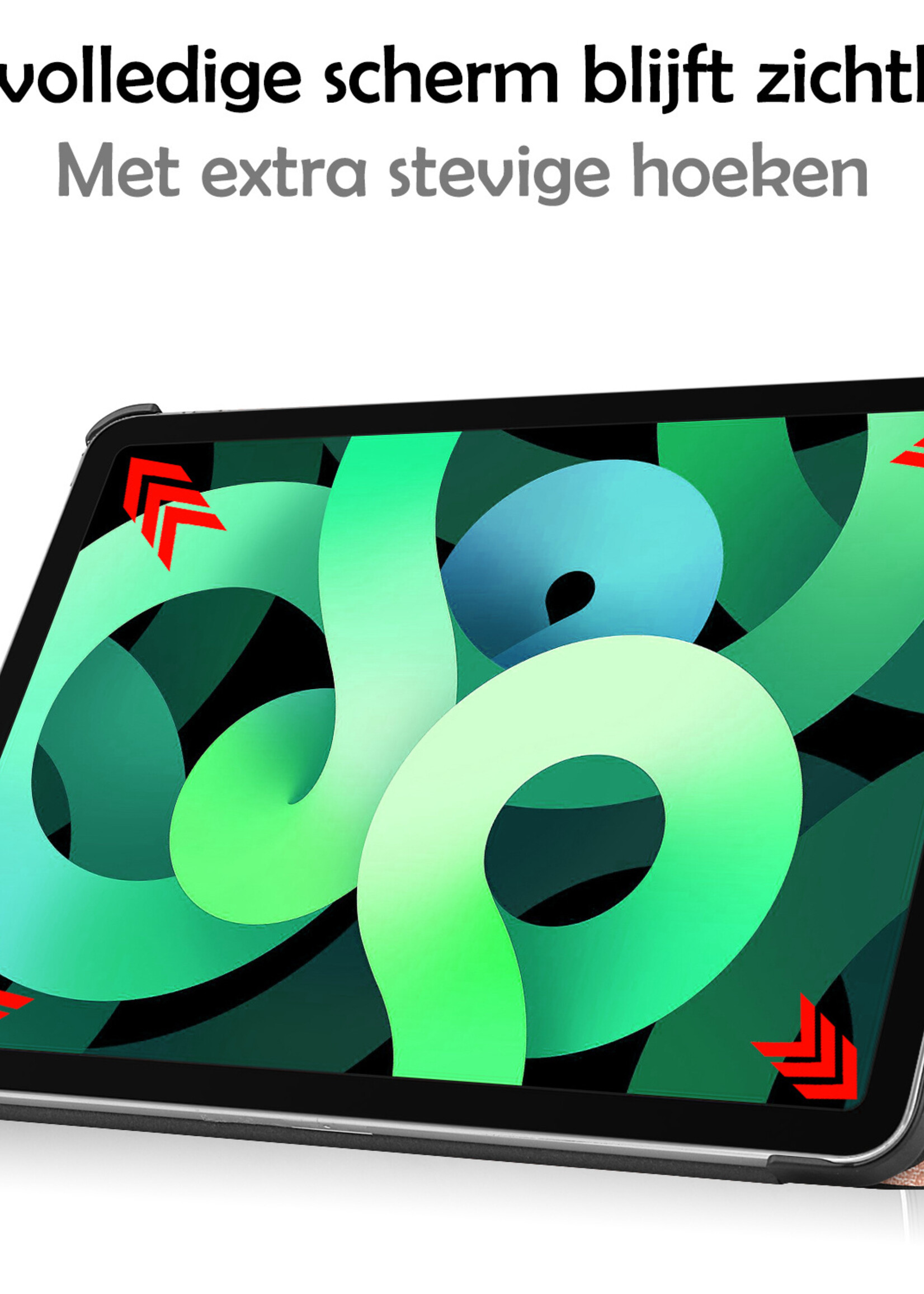 LUQ Hoes Geschikt voor iPad Air 2022 Hoes Luxe Hoesje Book Case - Hoesje Geschikt voor iPad Air 5 2022 Hoes Cover - Rosé goud