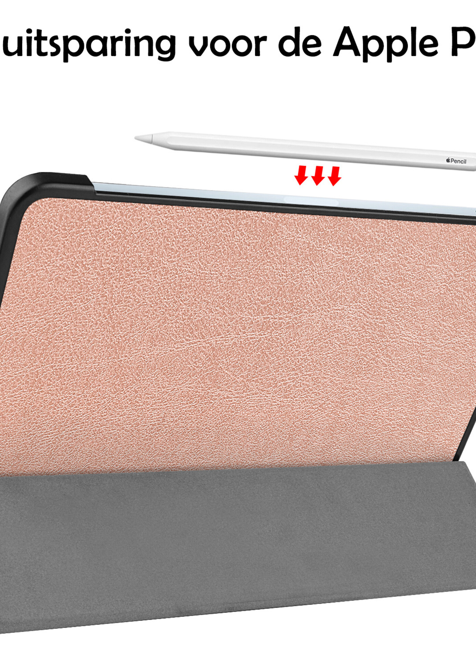LUQ Hoes Geschikt voor iPad Air 2022 Hoes Luxe Hoesje Book Case - Hoesje Geschikt voor iPad Air 5 2022 Hoes Cover - Rosé goud