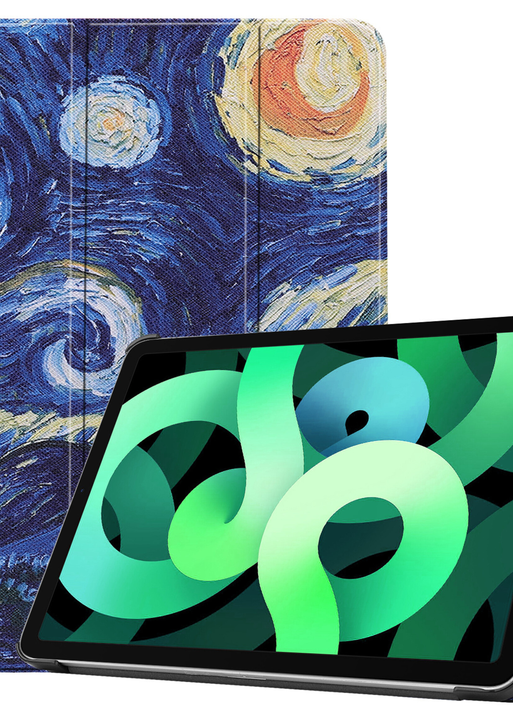 LUQ Hoes Geschikt voor iPad Air 2022 Hoes Luxe Hoesje Book Case - Hoesje Geschikt voor iPad Air 5 2022 Hoes Cover - Sterrenhemel