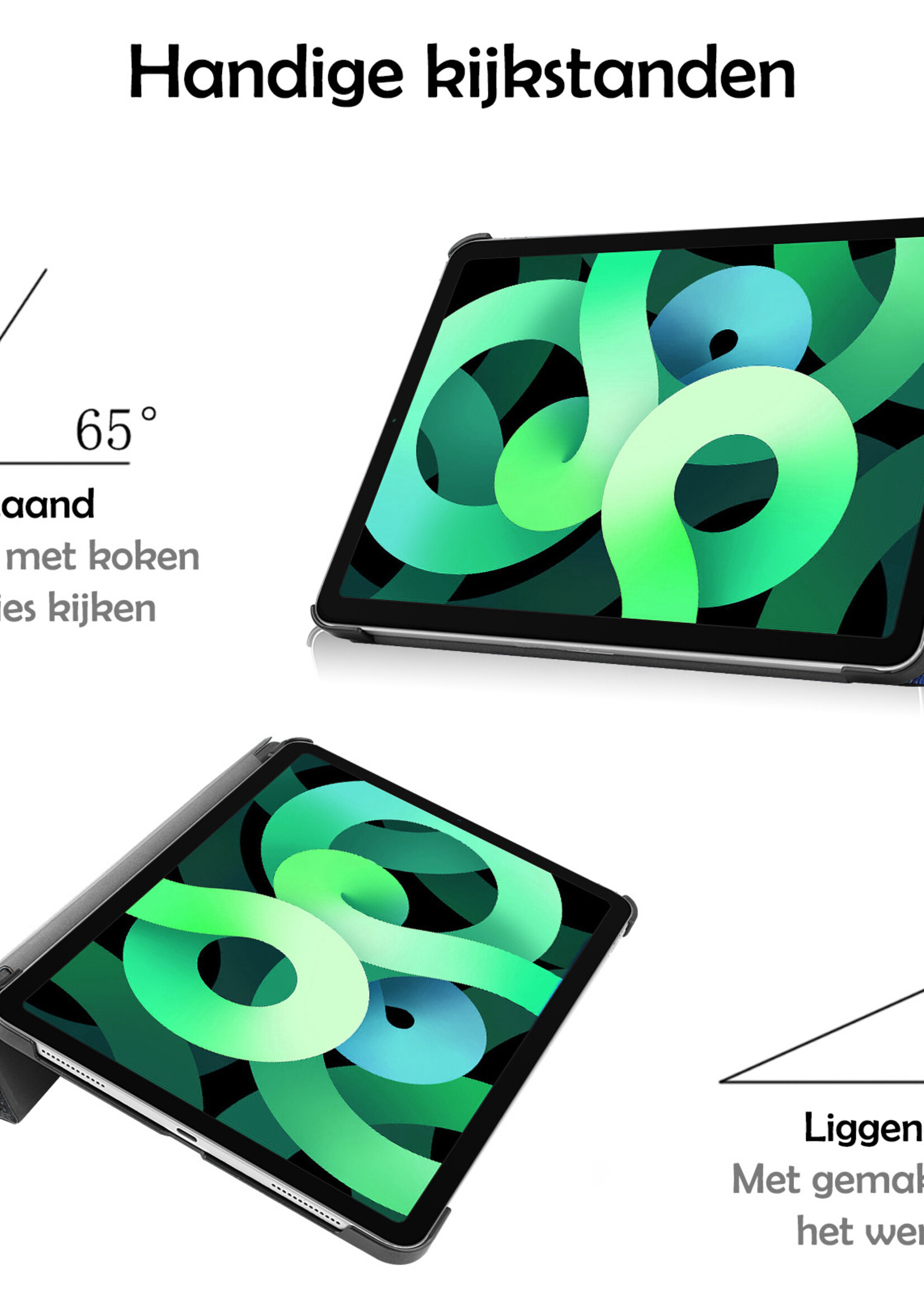 LUQ Hoes Geschikt voor iPad Air 2022 Hoes Luxe Hoesje Book Case - Hoesje Geschikt voor iPad Air 5 2022 Hoes Cover - Sterrenhemel