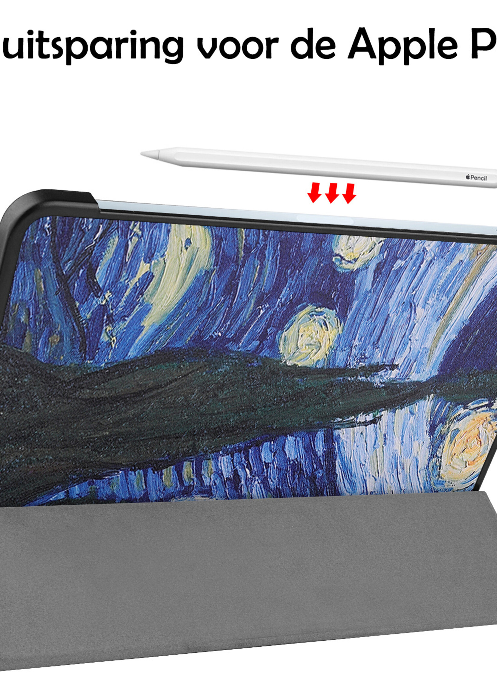 LUQ Hoes Geschikt voor iPad Air 2022 Hoes Luxe Hoesje Book Case - Hoesje Geschikt voor iPad Air 5 2022 Hoes Cover - Sterrenhemel