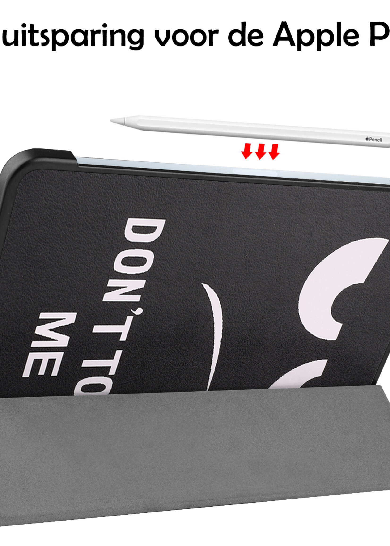 LUQ Hoes Geschikt voor iPad Air 2022 Hoes Luxe Hoesje Book Case - Hoesje Geschikt voor iPad Air 5 2022 Hoes Cover - Don't Touch Me