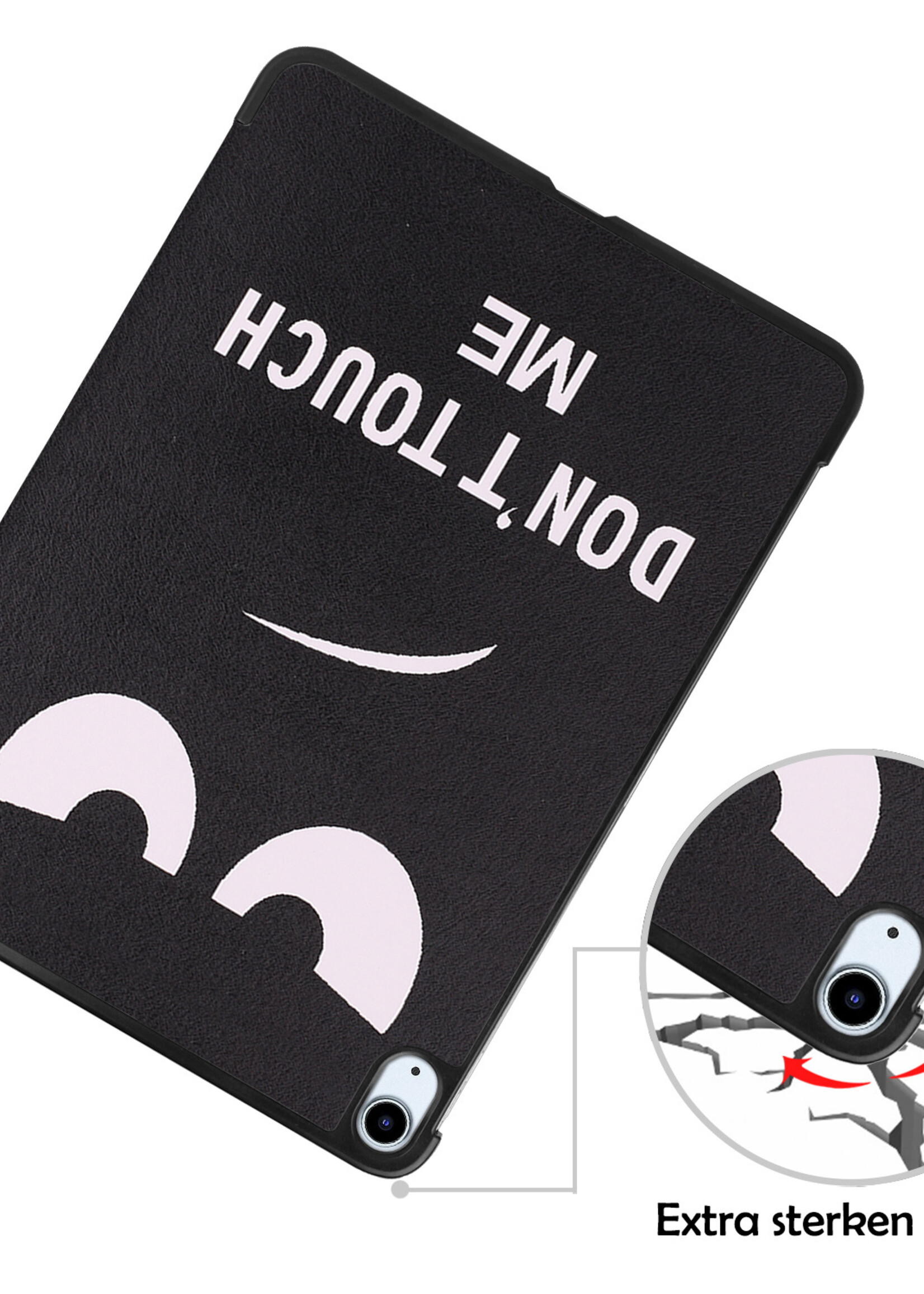 LUQ Hoes Geschikt voor iPad Air 2022 Hoes Luxe Hoesje Book Case - Hoesje Geschikt voor iPad Air 5 2022 Hoes Cover - Don't Touch Me