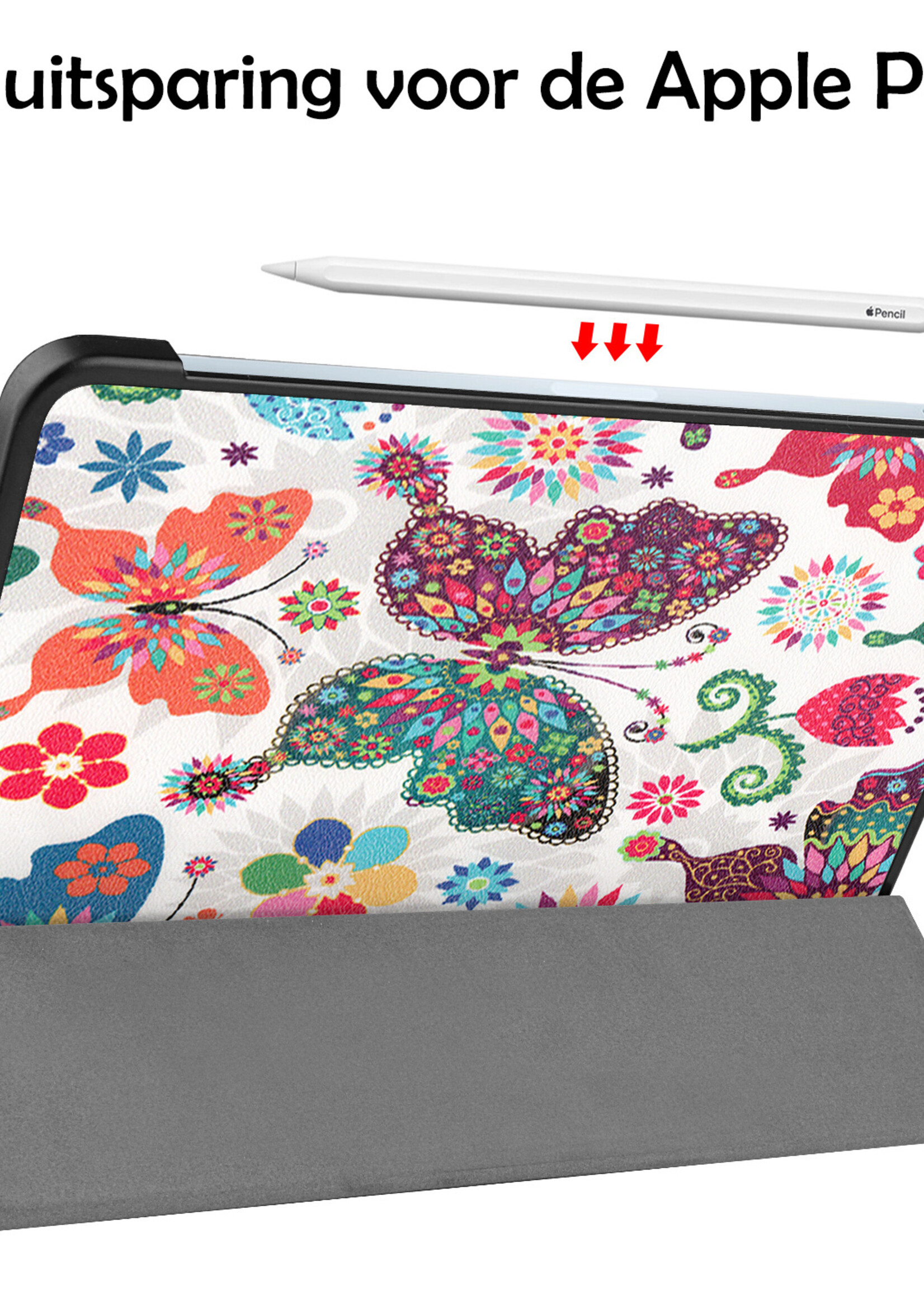 LUQ Hoes Geschikt voor iPad Air 2022 Hoes Luxe Hoesje Book Case - Hoesje Geschikt voor iPad Air 5 2022 Hoes Cover - Vlinders