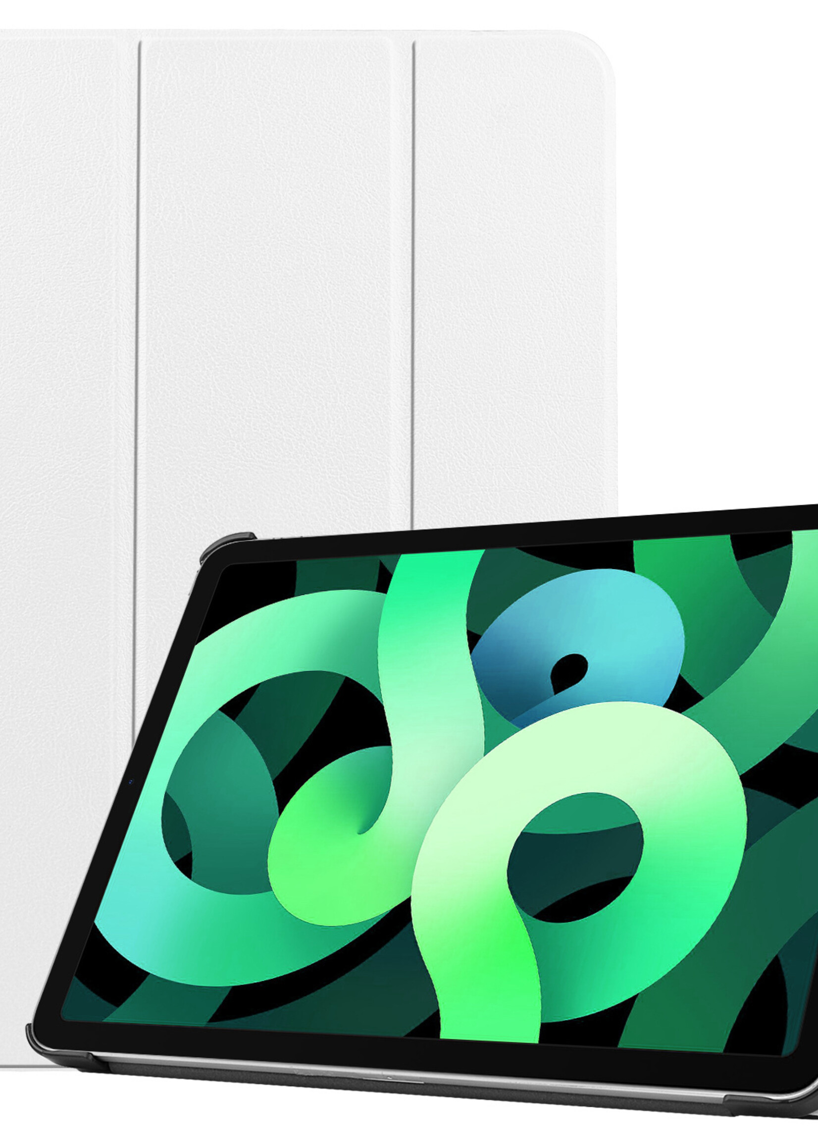 LUQ Hoes Geschikt voor iPad Air 2022 Hoes Luxe Hoesje Book Case - Hoesje Geschikt voor iPad Air 5 2022 Hoes Cover - Wit