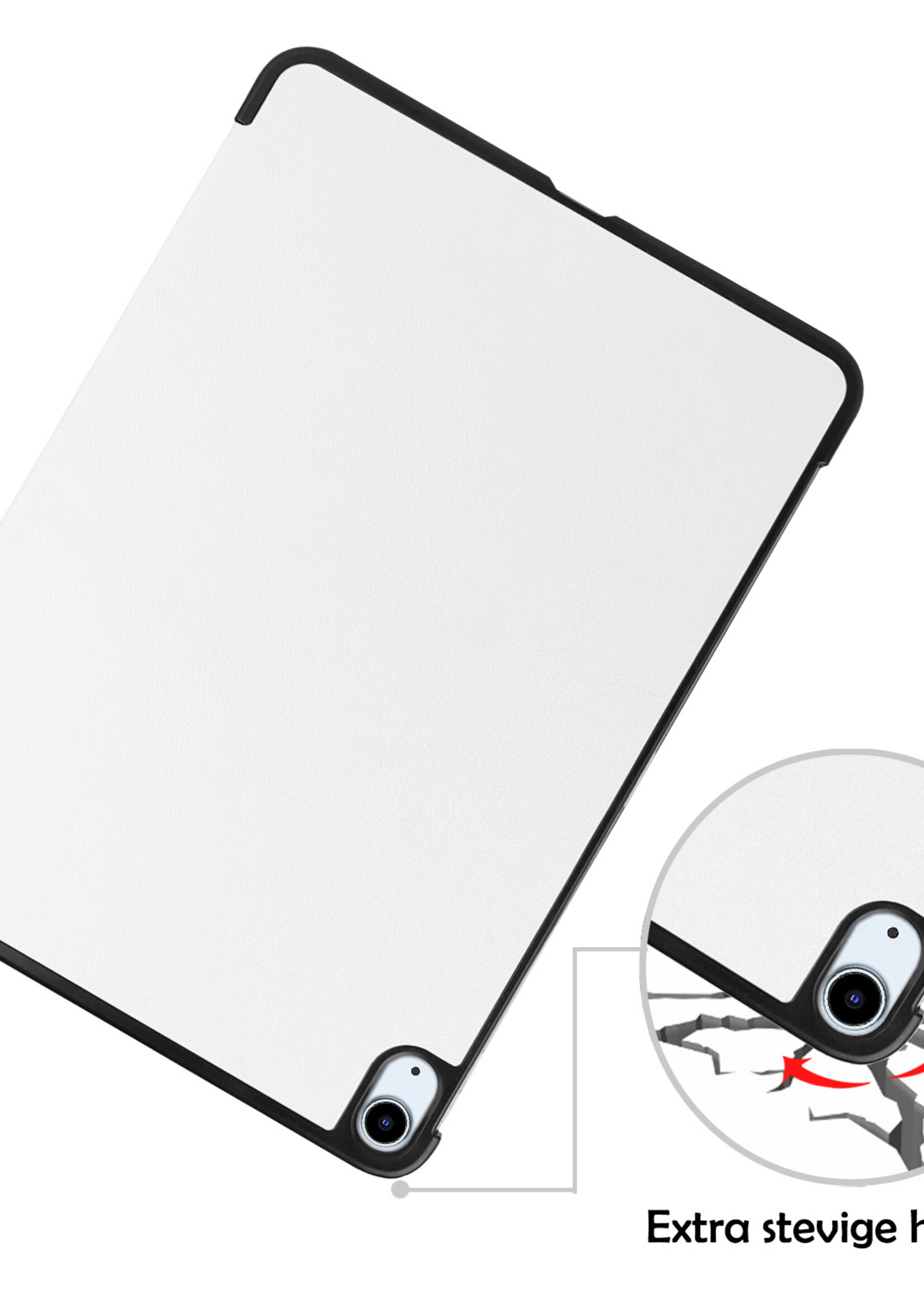 LUQ Hoes Geschikt voor iPad Air 2022 Hoes Luxe Hoesje Book Case - Hoesje Geschikt voor iPad Air 5 2022 Hoes Cover - Wit