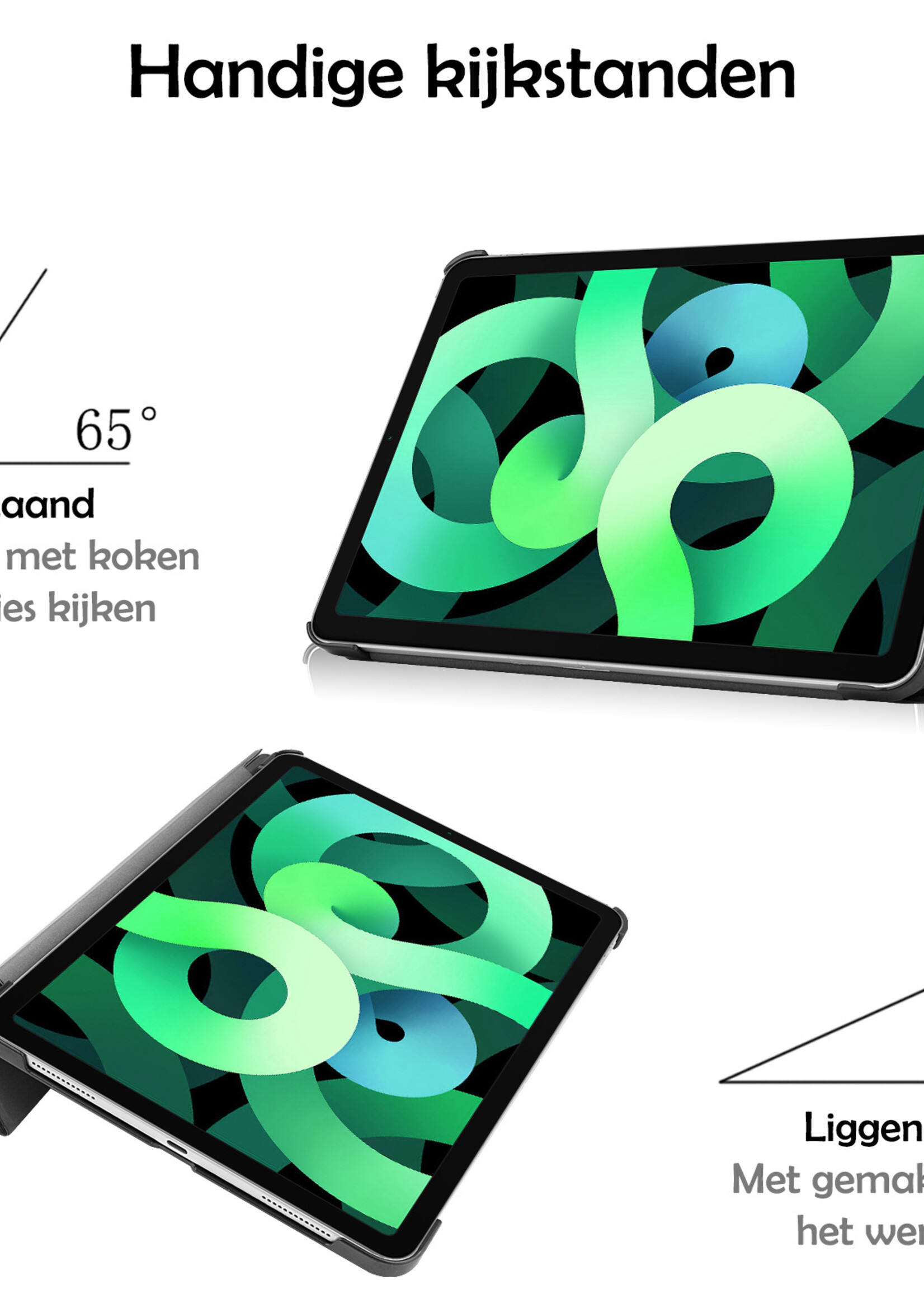 LUQ Hoes Geschikt voor iPad Air 2022 Hoes Luxe Hoesje Book Case - Hoesje Geschikt voor iPad Air 5 2022 Hoes Cover - Zwart