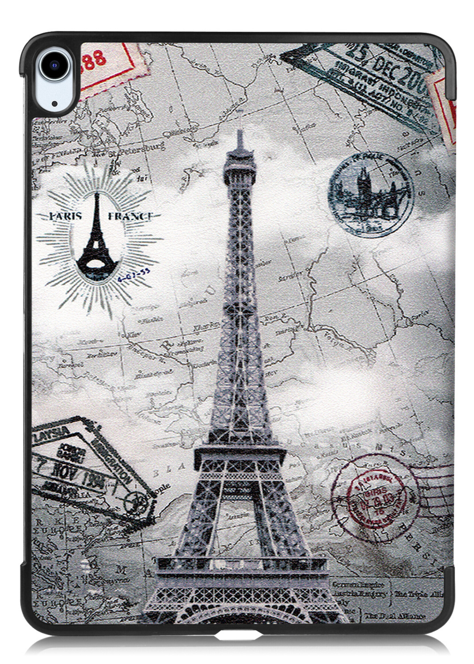 LUQ Hoes Geschikt voor iPad Air 2022 Hoes Luxe Hoesje Book Case Met Screenprotector - Hoesje Geschikt voor iPad Air 5 2022 Hoes Cover - Eiffeltoren