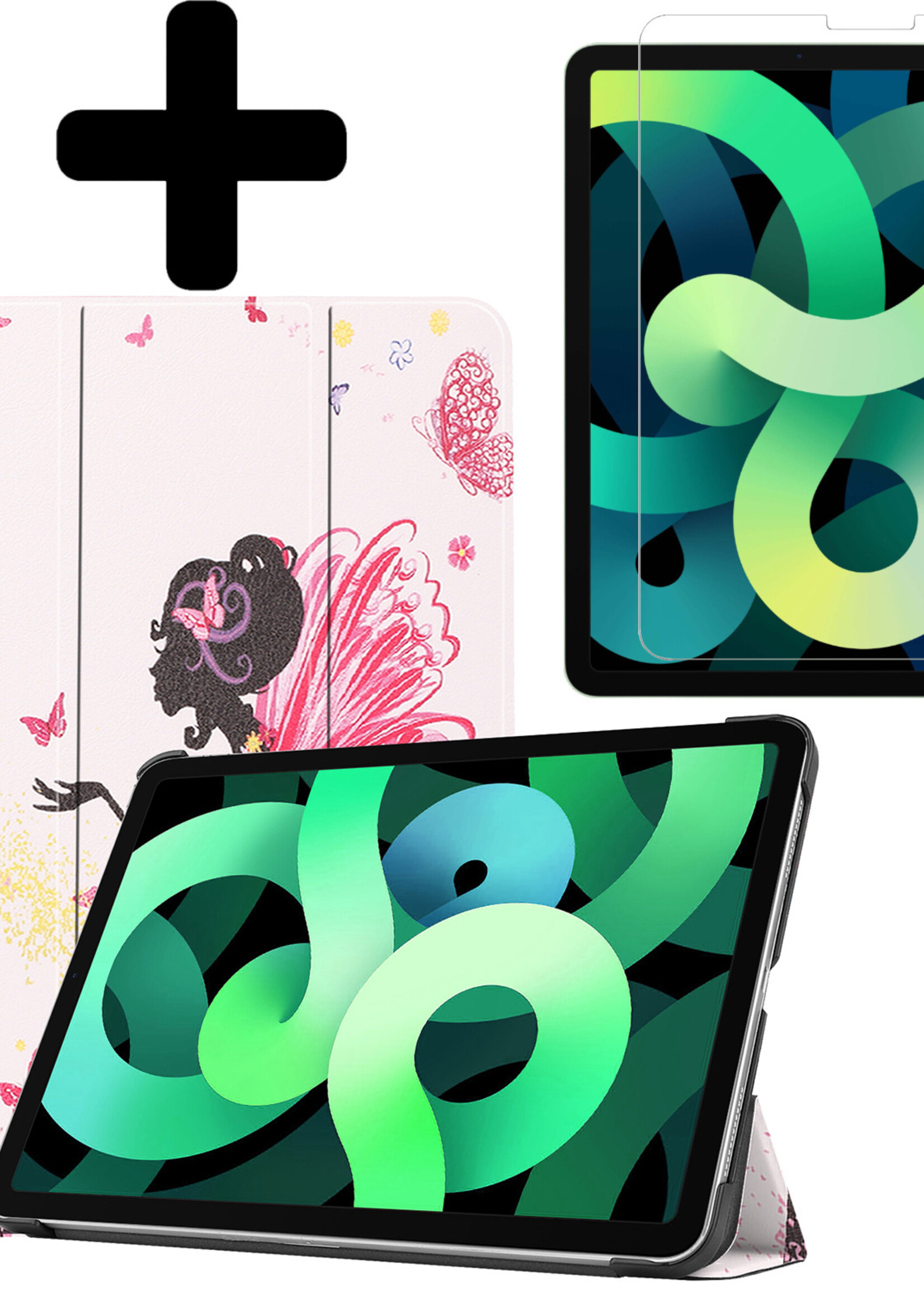 LUQ Hoes Geschikt voor iPad Air 2022 Hoes Luxe Hoesje Book Case Met Screenprotector - Hoesje Geschikt voor iPad Air 5 2022 Hoes Cover - Elfje