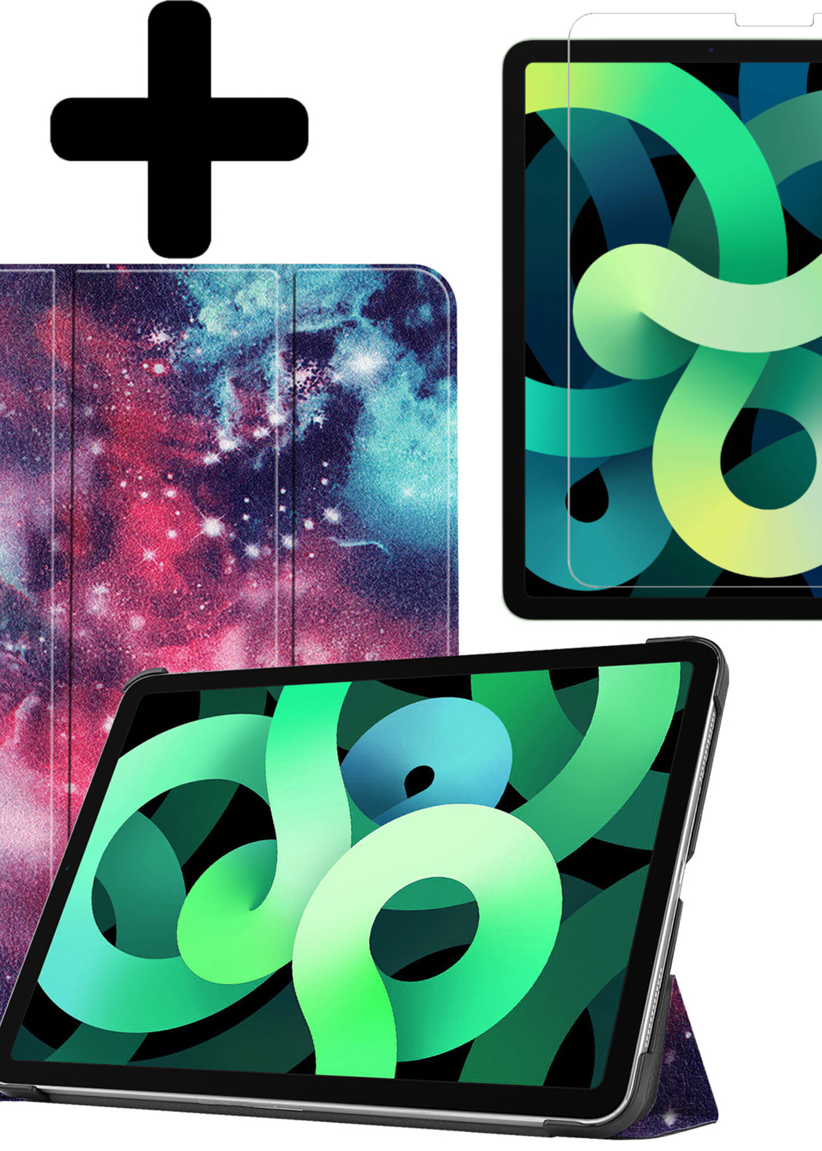 LUQ Hoes Geschikt voor iPad Air 2022 Hoes Luxe Hoesje Book Case Met Screenprotector - Hoesje Geschikt voor iPad Air 5 2022 Hoes Cover - Galaxy