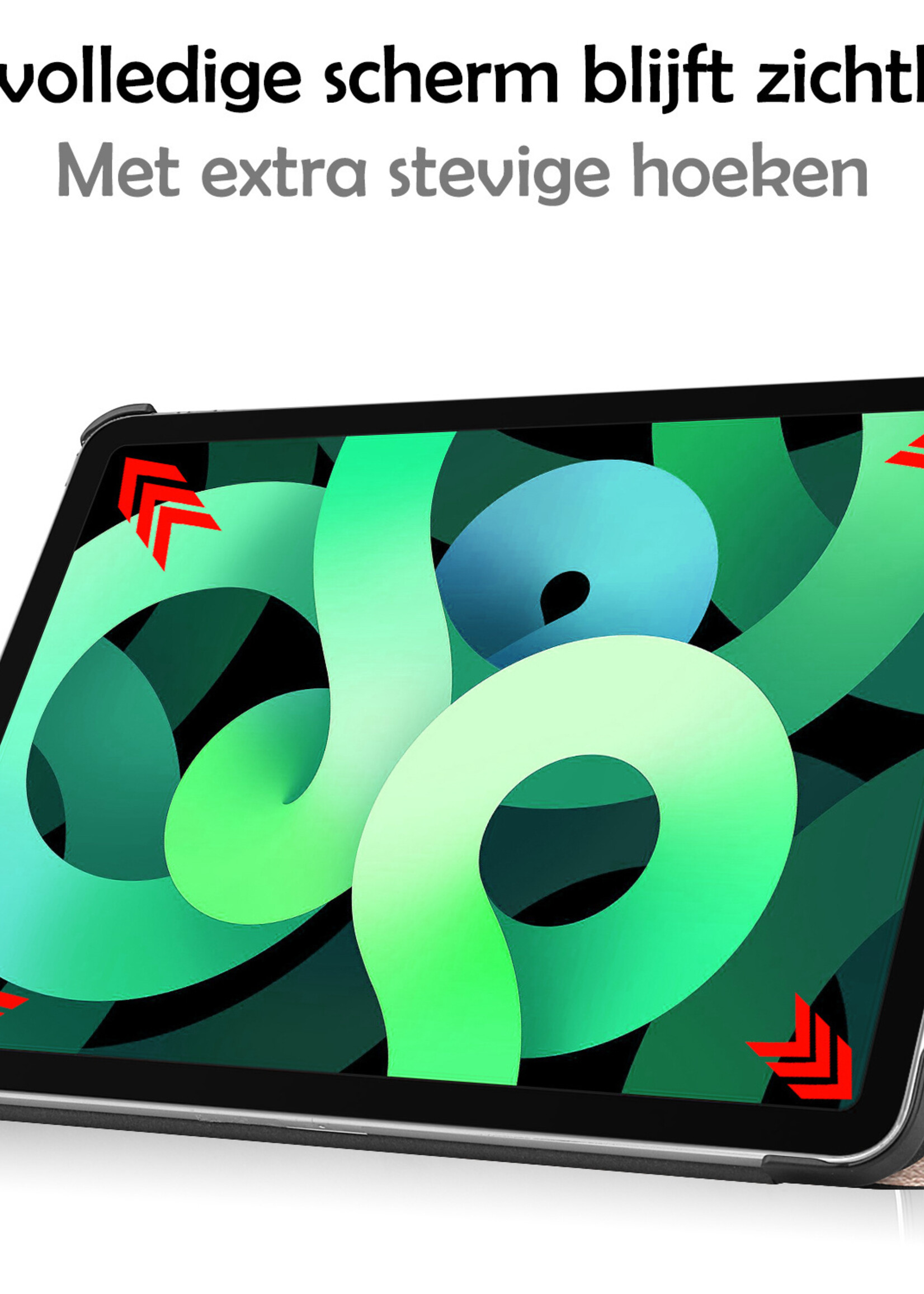 LUQ Hoes Geschikt voor iPad Air 2022 Hoes Luxe Hoesje Book Case Met Screenprotector - Hoesje Geschikt voor iPad Air 5 2022 Hoes Cover - Goud