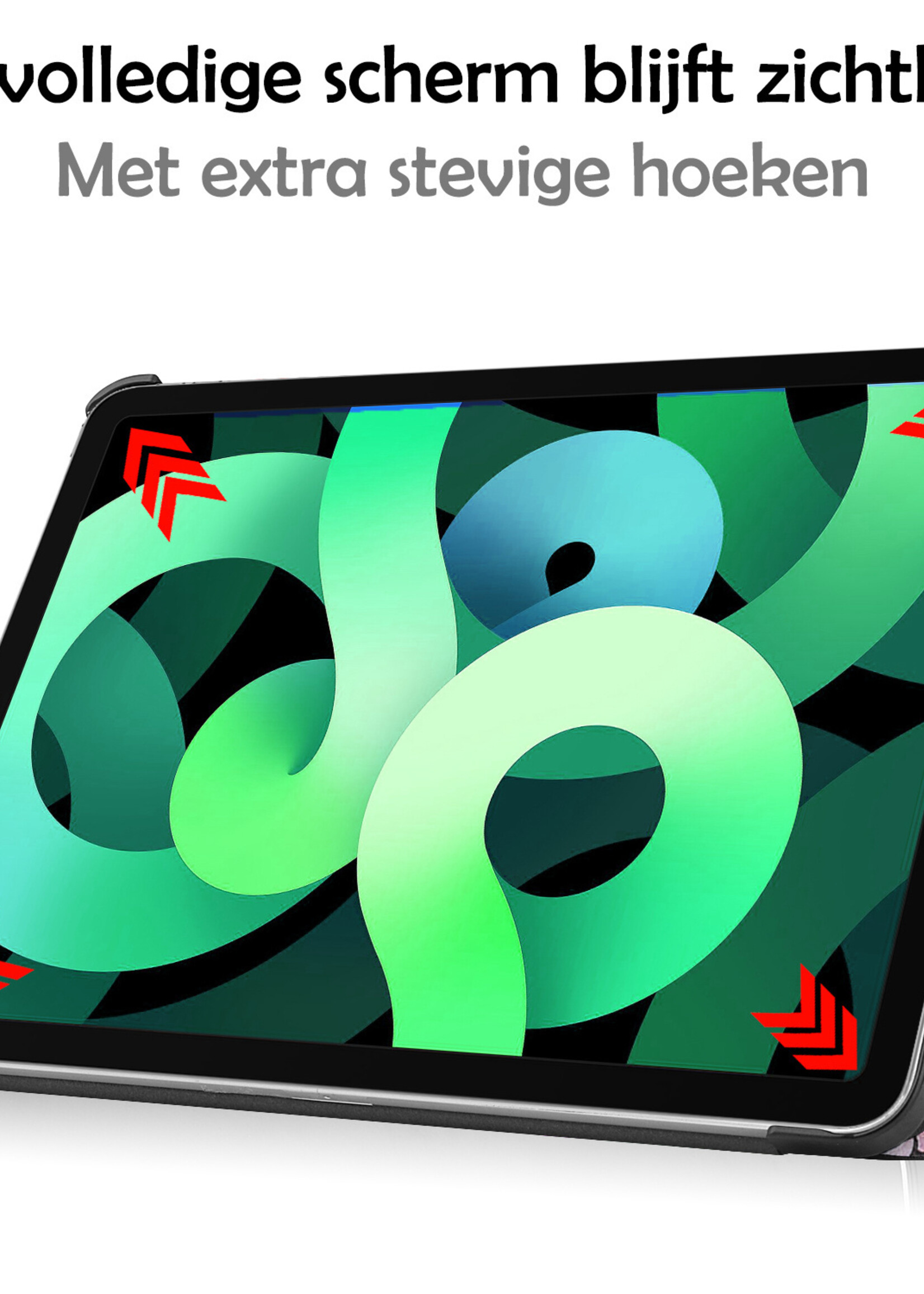 LUQ Hoes Geschikt voor iPad Air 2022 Hoes Luxe Hoesje Book Case Met Screenprotector - Hoesje Geschikt voor iPad Air 5 2022 Hoes Cover - Graffity