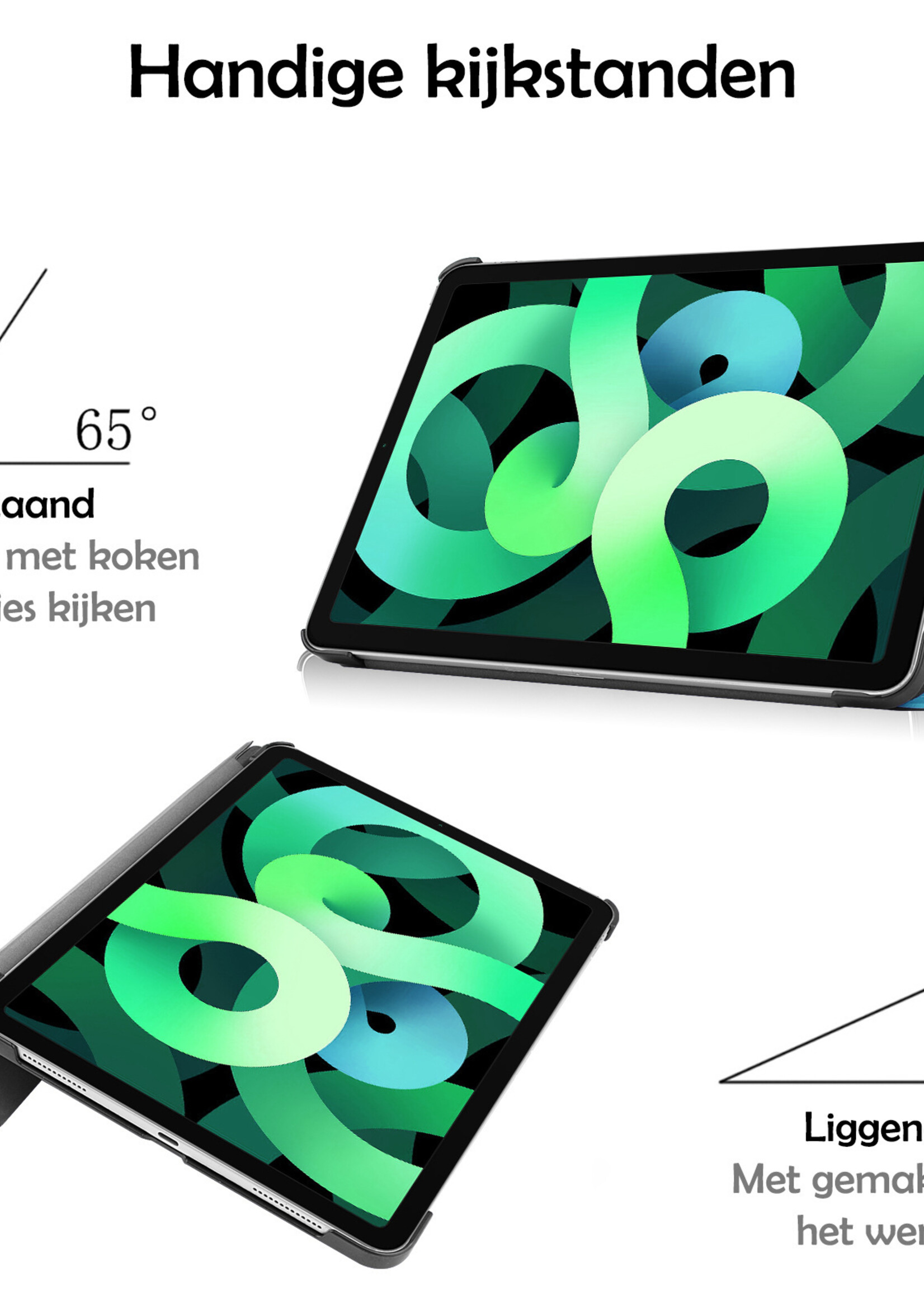 LUQ Hoes Geschikt voor iPad Air 2022 Hoes Luxe Hoesje Book Case Met Screenprotector - Hoesje Geschikt voor iPad Air 5 2022 Hoes Cover - Lichtblauw