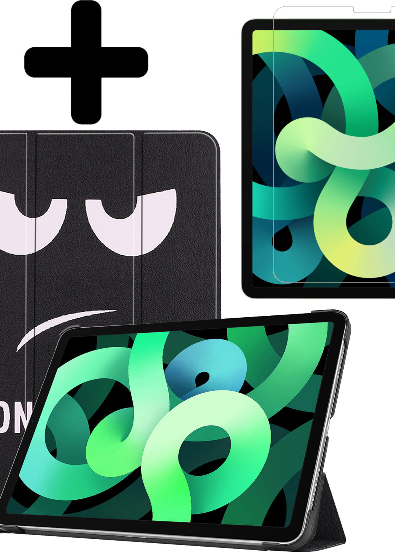 LUQ Hoes Geschikt voor iPad Air 2022 Hoes Luxe Hoesje Book Case Met Screenprotector - Hoesje Geschikt voor iPad Air 5 2022 Hoes Cover - Don't Touch Me