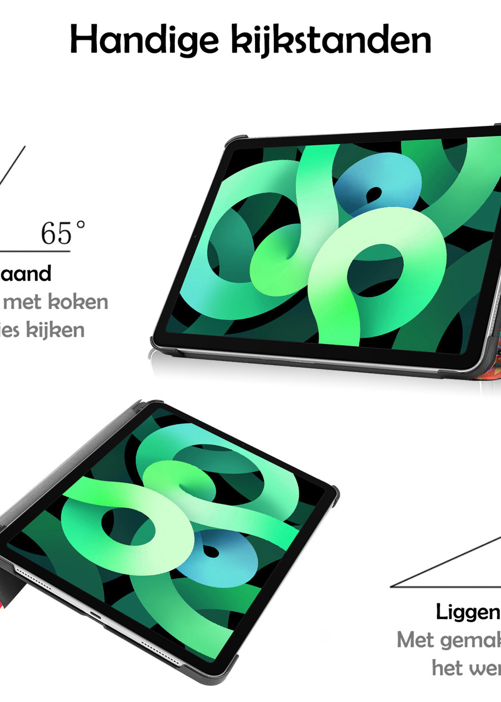 LUQ Hoes Geschikt voor iPad Air 2022 Hoes Luxe Hoesje Book Case Met Screenprotector - Hoesje Geschikt voor iPad Air 5 2022 Hoes Cover - Vlinders