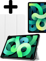 LUQ LUQ iPad Air 5 Hoesje Met Screenprotector - Wit