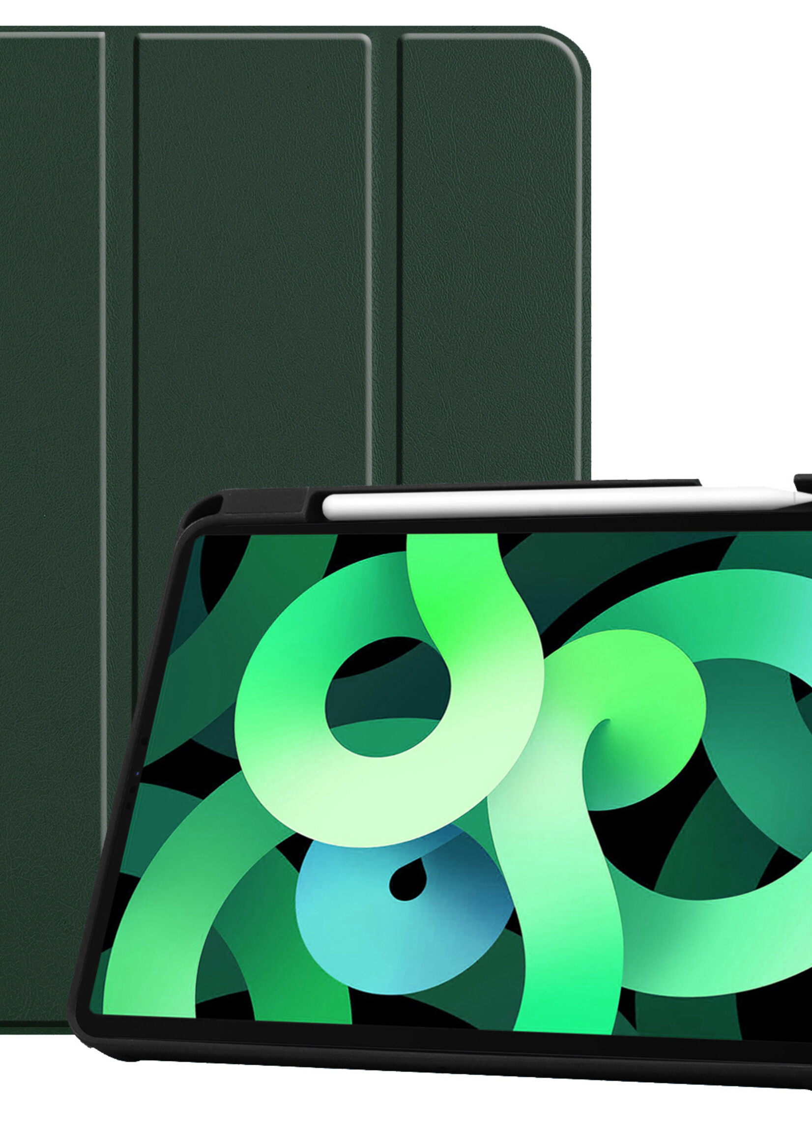 LUQ Hoes Geschikt voor iPad Air 2022 Hoes Luxe Hoesje Case Met Uitsparing Geschikt voor Apple Pencil - Hoesje Geschikt voor iPad Air 5 2022 Hoes Cover - Donkergroen
