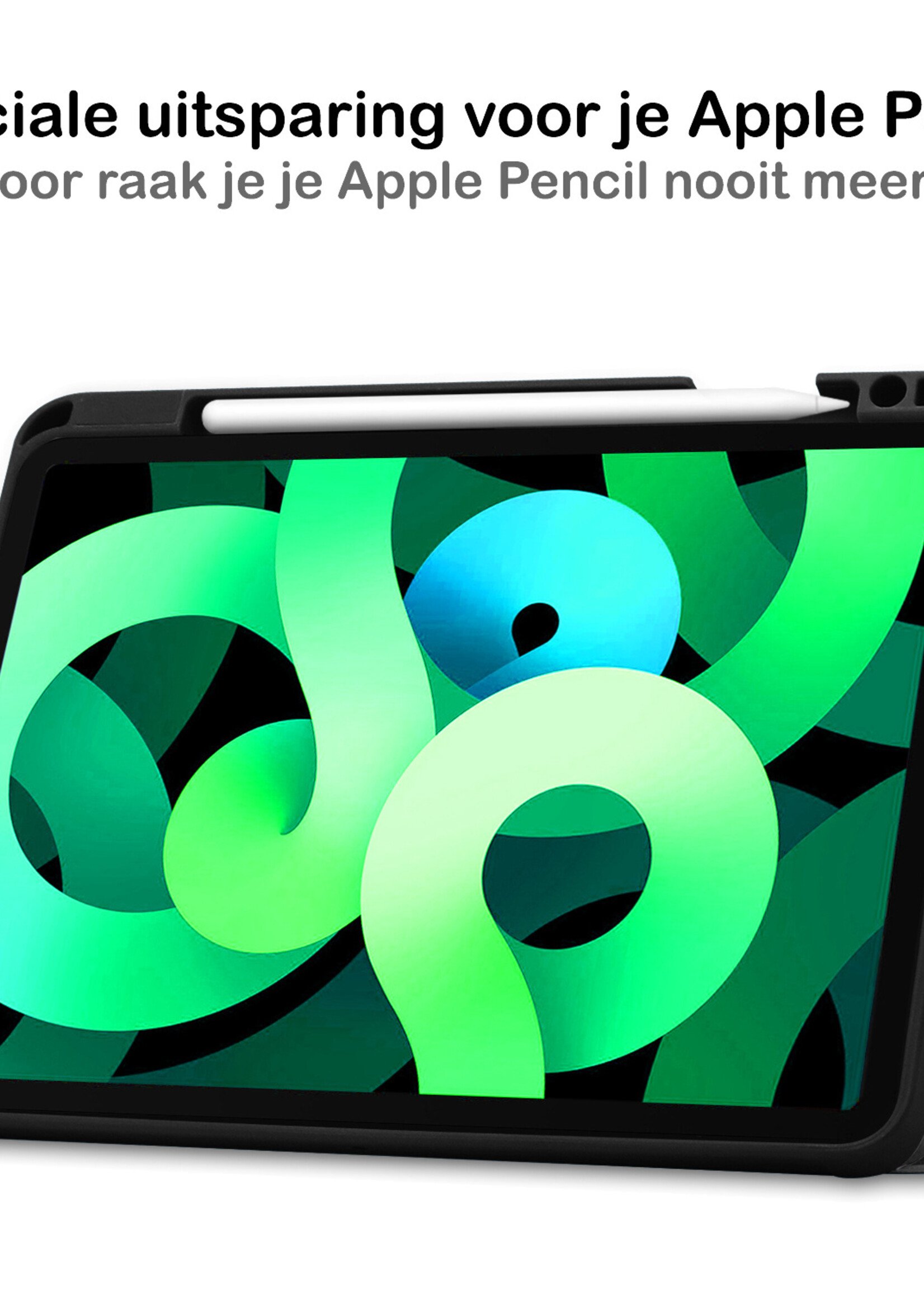 LUQ Hoes Geschikt voor iPad Air 2022 Hoes Luxe Hoesje Case Met Uitsparing Geschikt voor Apple Pencil - Hoesje Geschikt voor iPad Air 5 2022 Hoes Cover - Zwart