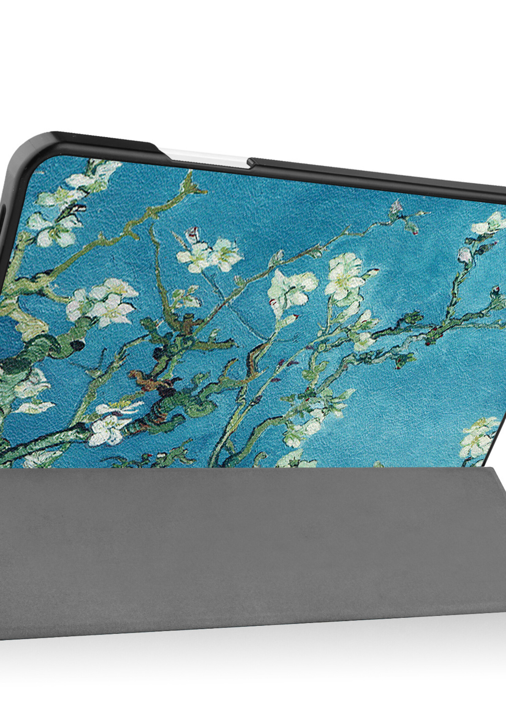 LUQ Hoes Geschikt voor iPad Air 2022 Hoes Luxe Hoesje Case Met Uitsparing Geschikt voor Apple Pencil Met Screenprotector - Hoesje Geschikt voor iPad Air 5 2022 Hoes Cover - Bloesem