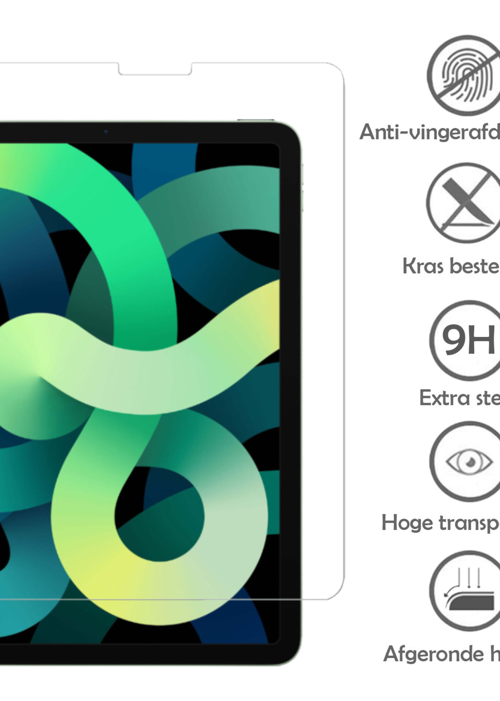 LUQ Hoes Geschikt voor iPad Air 2022 Hoes Luxe Hoesje Case Met Uitsparing Geschikt voor Apple Pencil Met Screenprotector - Hoesje Geschikt voor iPad Air 5 2022 Hoes Cover - Donkerblauw