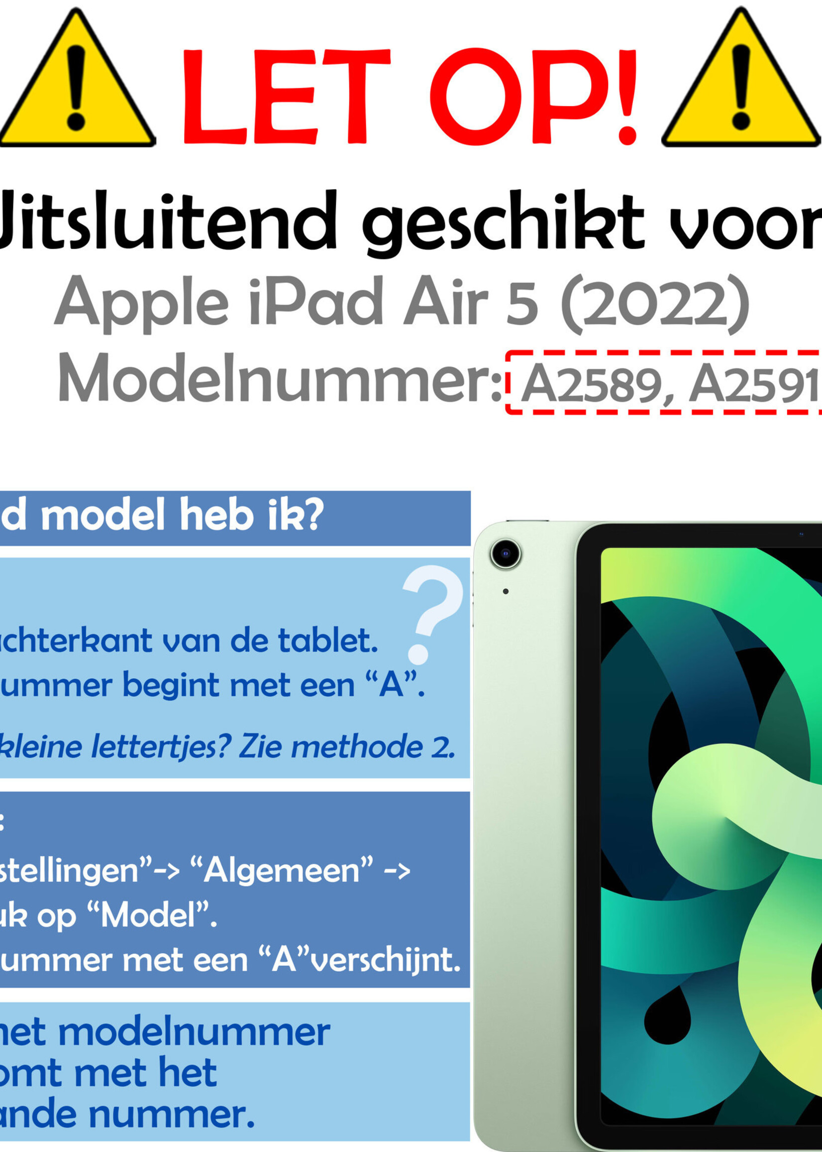 LUQ Hoes Geschikt voor iPad Air 2022 Hoes Luxe Hoesje Case Met Uitsparing Geschikt voor Apple Pencil Met Screenprotector - Hoesje Geschikt voor iPad Air 5 2022 Hoes Cover - Lichtblauw