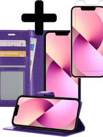 LUQ LUQ iPhone 13 Mini Hoesje Bookcase Met Screenprotector - Paars