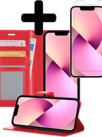 LUQ LUQ iPhone 13 Mini Hoesje Bookcase Met Screenprotector - Rood