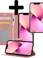 LUQ LUQ iPhone 13 Mini Hoesje Bookcase Met Screenprotector - Rose Goud