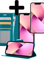 LUQ LUQ iPhone 13 Mini Hoesje Bookcase Met Screenprotector - Turquoise