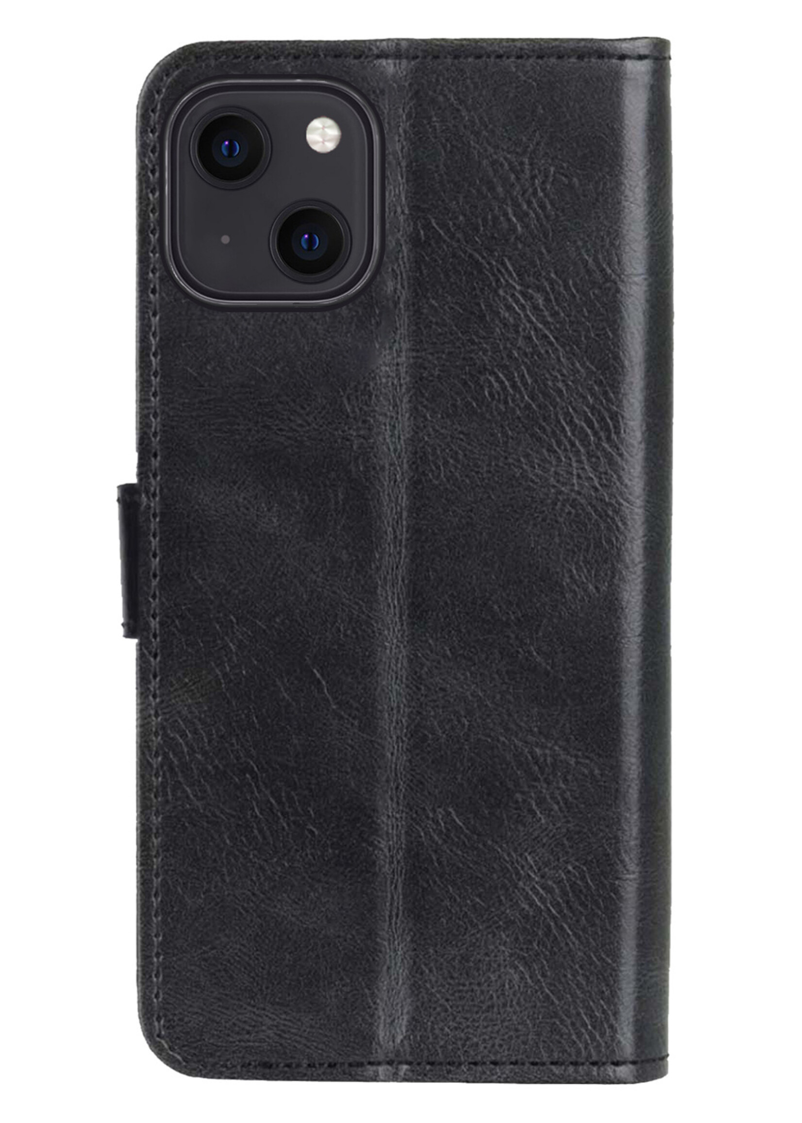 LUQ Hoesje Geschikt voor iPhone 13 Mini Hoesje Book Case Hoes Wallet Cover Met Screenprotector - Hoes Geschikt voor iPhone 13 Mini Hoesje Bookcase Hoes - Zwart