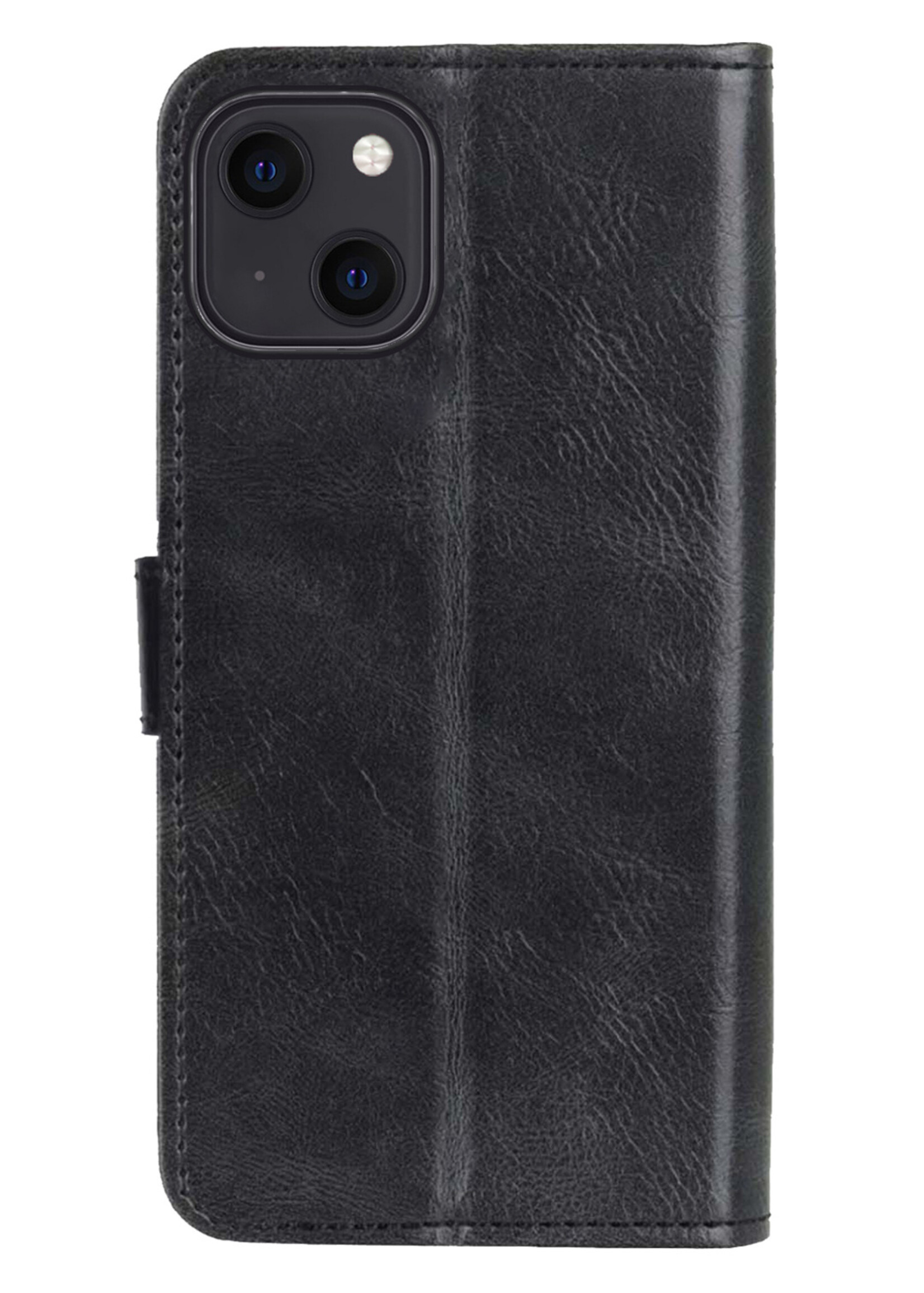 LUQ Hoesje Geschikt voor iPhone 13 Hoesje Book Case Hoes Wallet Cover Met 2x Screenprotector - Hoes Geschikt voor iPhone 13 Hoesje Bookcase Hoes - Zwart