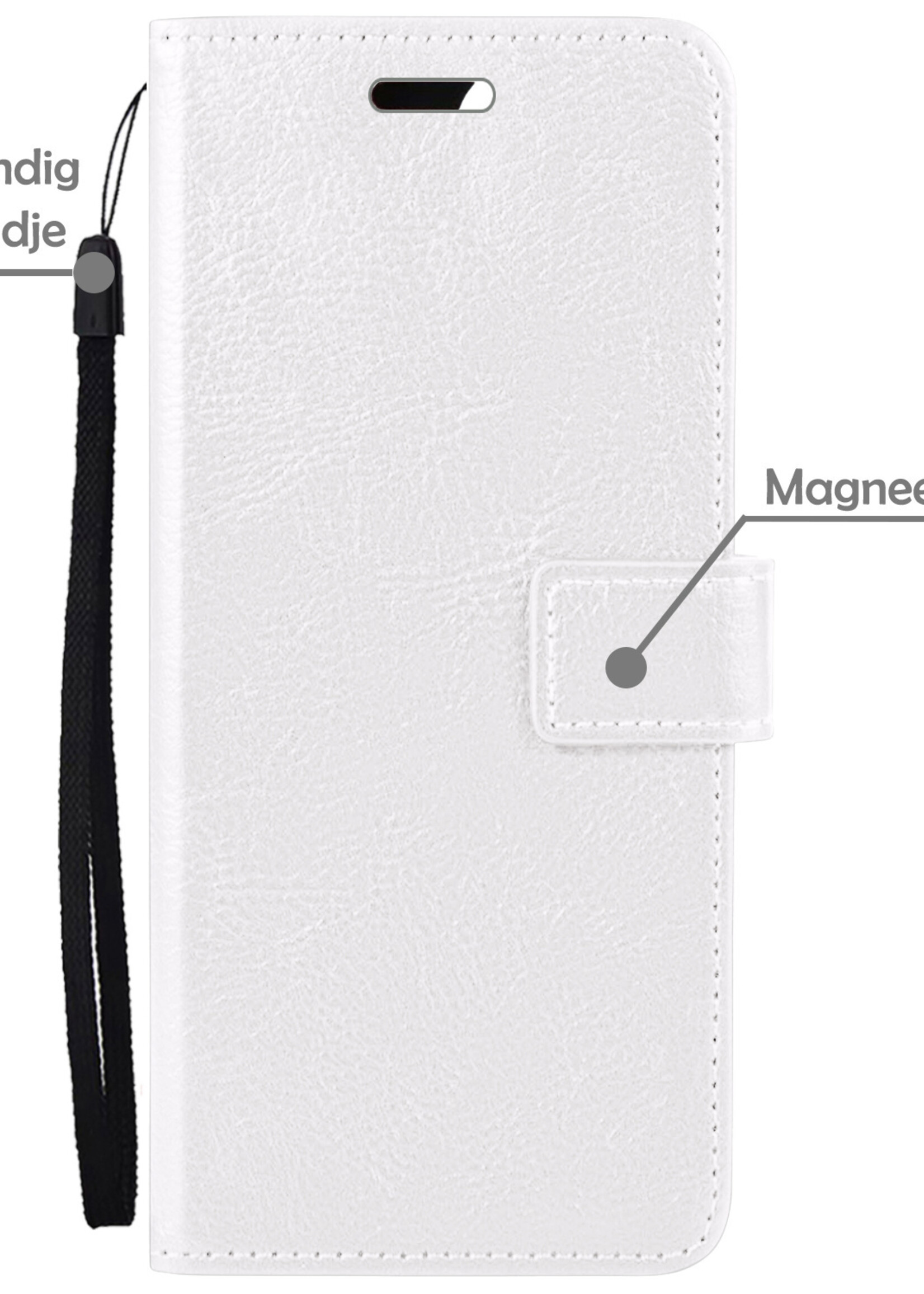 LUQ Hoesje Geschikt voor iPhone 13 Pro Hoesje Book Case Hoes Wallet Cover Met Screenprotector - Hoes Geschikt voor iPhone 13 Pro Hoesje Bookcase Hoes - Wit