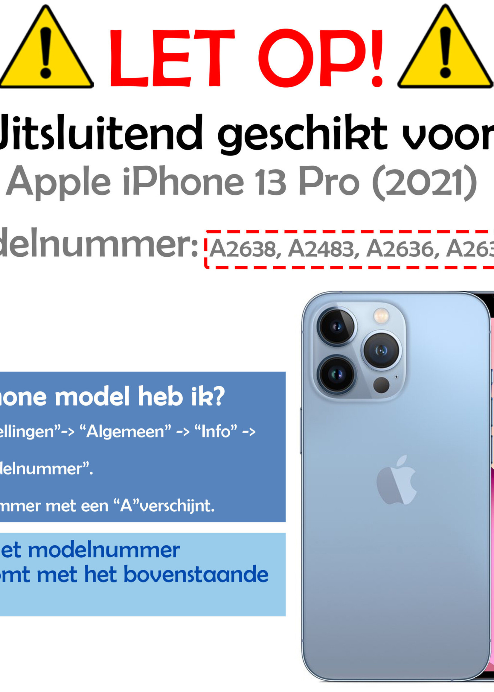 LUQ Hoesje Geschikt voor iPhone 13 Pro Hoesje Book Case Hoes Wallet Cover Met Screenprotector - Hoes Geschikt voor iPhone 13 Pro Hoesje Bookcase Hoes - Zwart