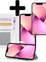 LUQ LUQ iPhone 13 Pro Max Hoesje Bookcase Met Screenprotector - Wit