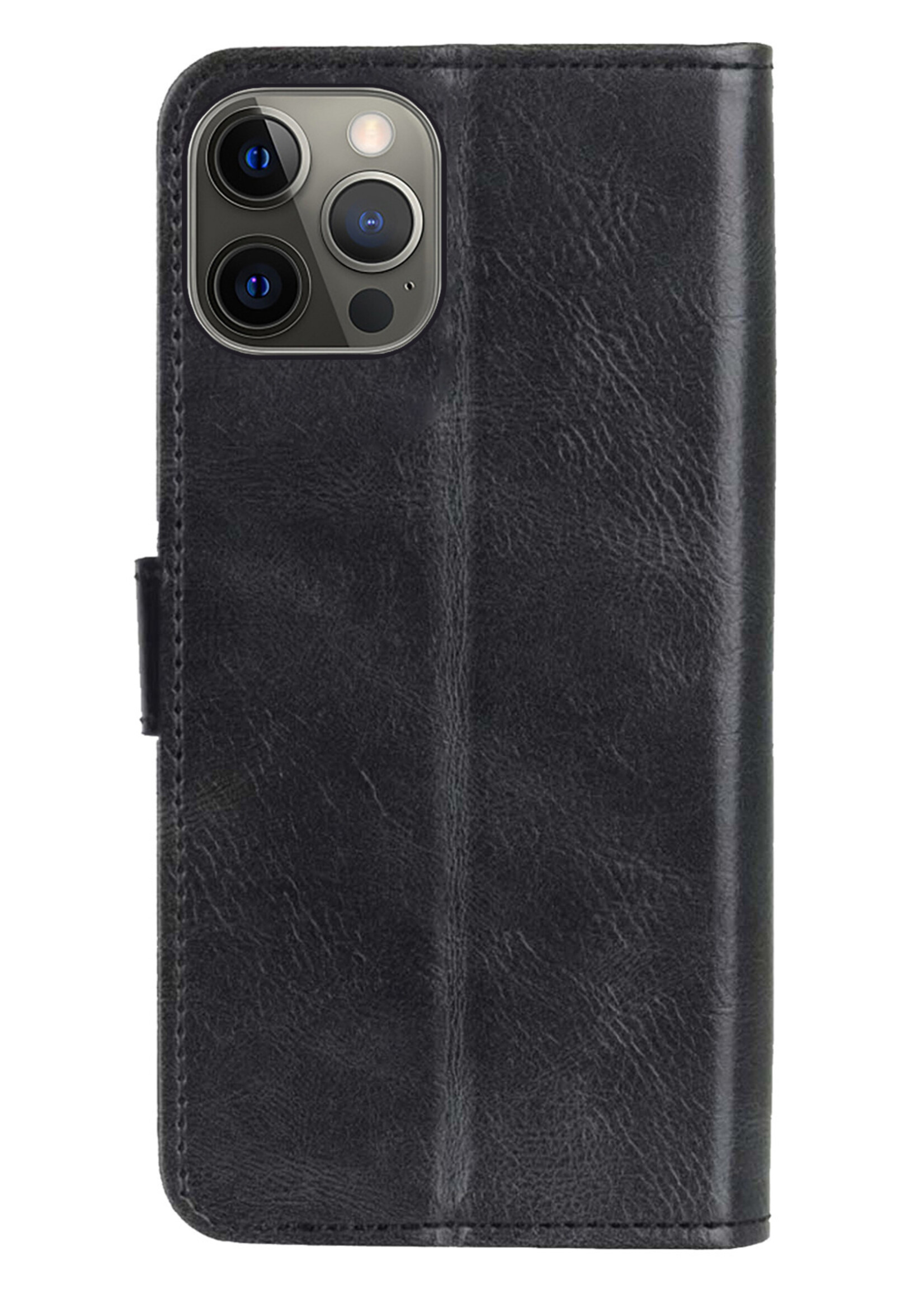 LUQ Hoesje Geschikt voor iPhone 13 Pro Max Hoesje Book Case Hoes Wallet Cover Met Screenprotector - Hoes Geschikt voor iPhone 13 Pro Max Hoesje Bookcase Hoes - Zwart