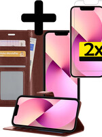 LUQ LUQ iPhone 13 Pro Max Hoesje Bookcase Met 2x Screenprotector - Bruin