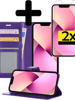LUQ LUQ iPhone 13 Pro Max Hoesje Bookcase Met 2x Screenprotector - Paars