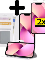 LUQ LUQ iPhone 13 Pro Max Hoesje Bookcase Met 2x Screenprotector - Wit