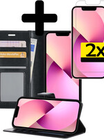 LUQ LUQ iPhone 13 Pro Max Hoesje Bookcase Met 2x Screenprotector - Zwart