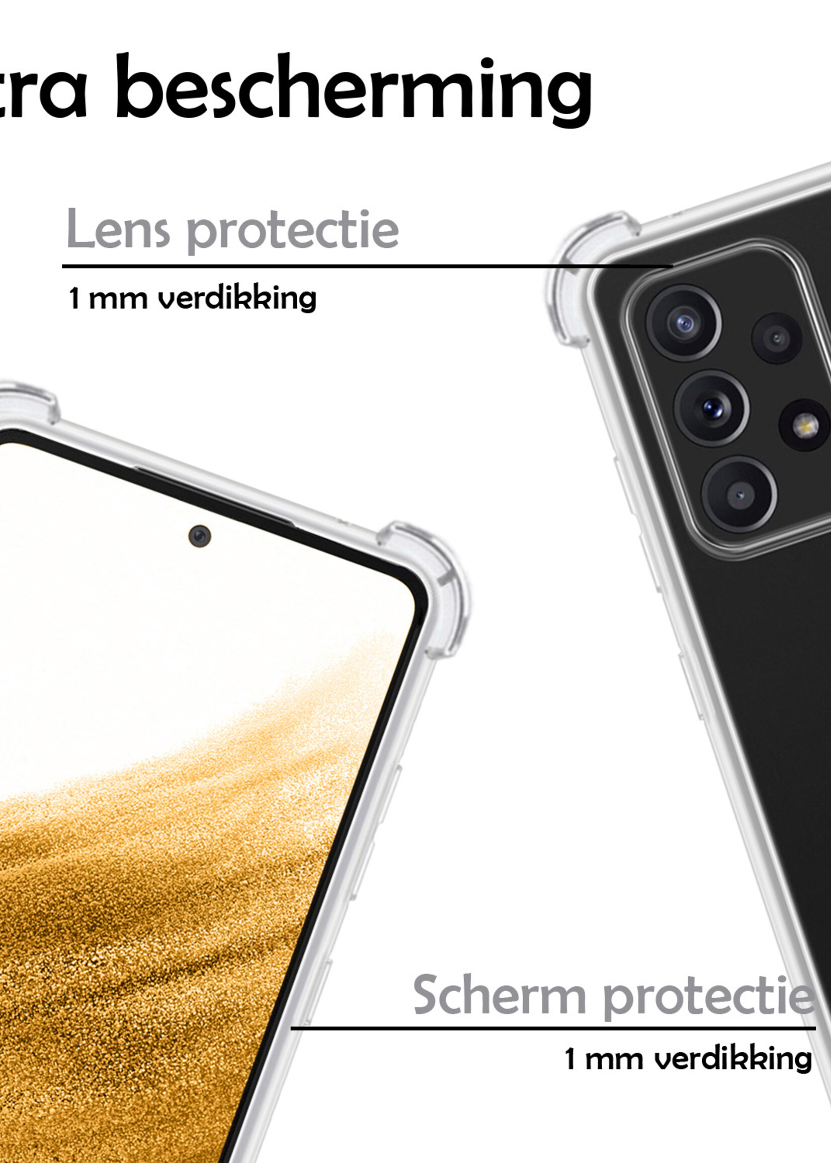 LUQ Hoesje Geschikt voor Samsung A53 Hoesje Shockproof Case Siliconen - Hoes Geschikt voor Samsung Galaxy A53 Hoes Cover Siliconen - Transparant - 2 Stuks