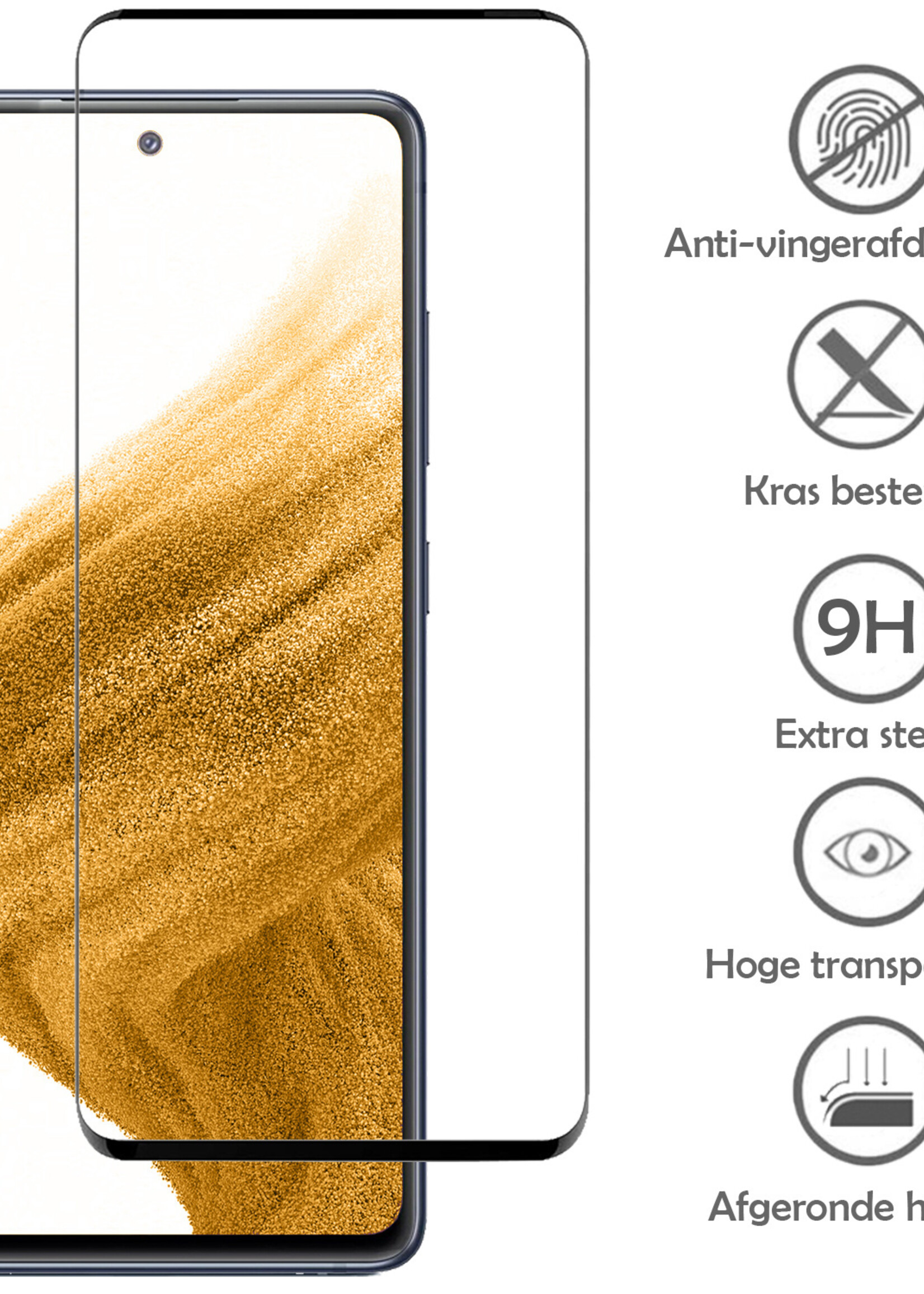 LUQ Screenprotector Geschikt voor Samsung A53 Screenprotector Glas Full Cover - Screenprotector Geschikt voor Samsung Galaxy A53 Screenprotector Full Cover