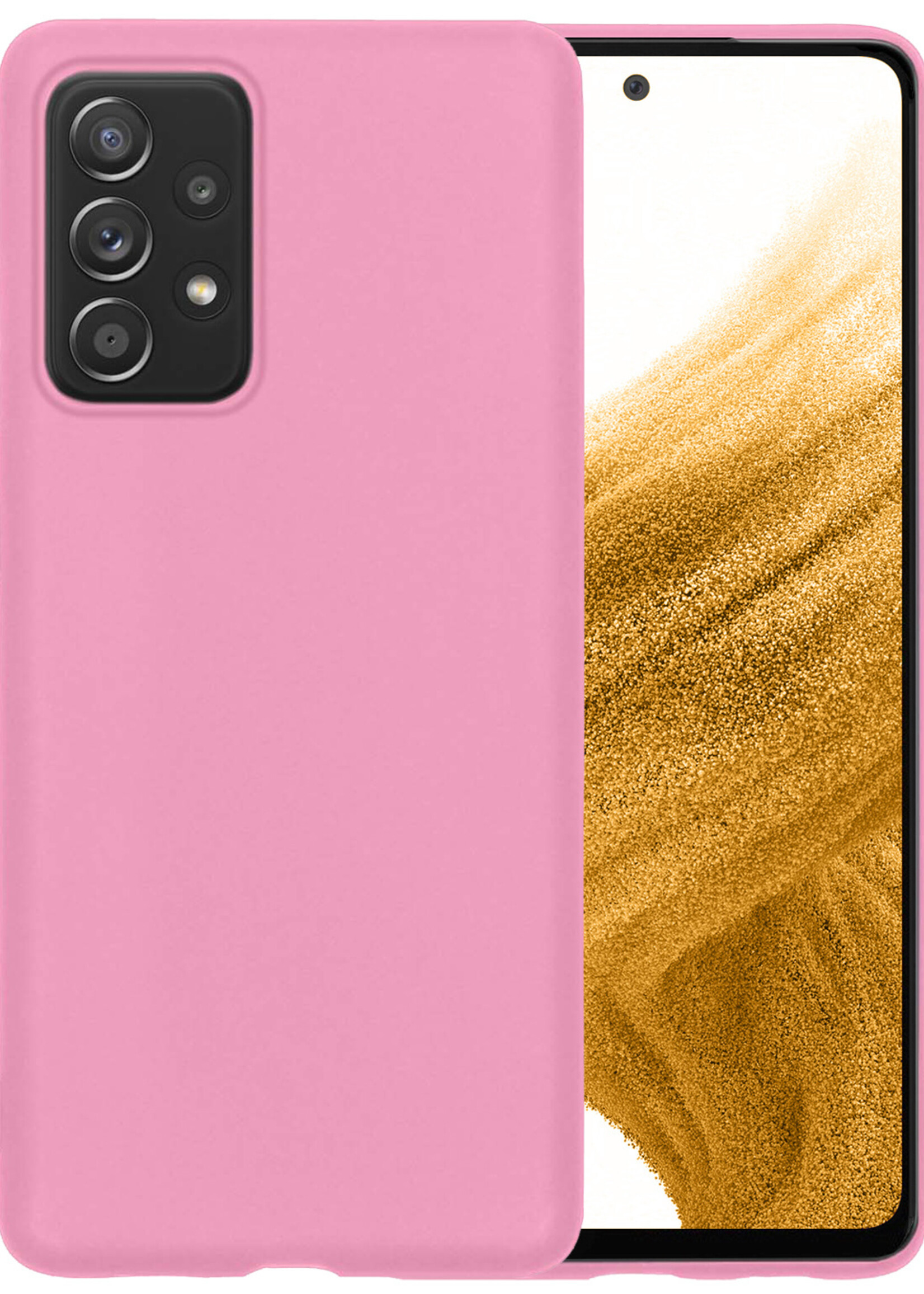 LUQ Hoesje Geschikt voor Samsung A53 Hoesje Siliconen Case - Hoes Geschikt voor Samsung Galaxy A53 Hoes Siliconen - Lichtroze