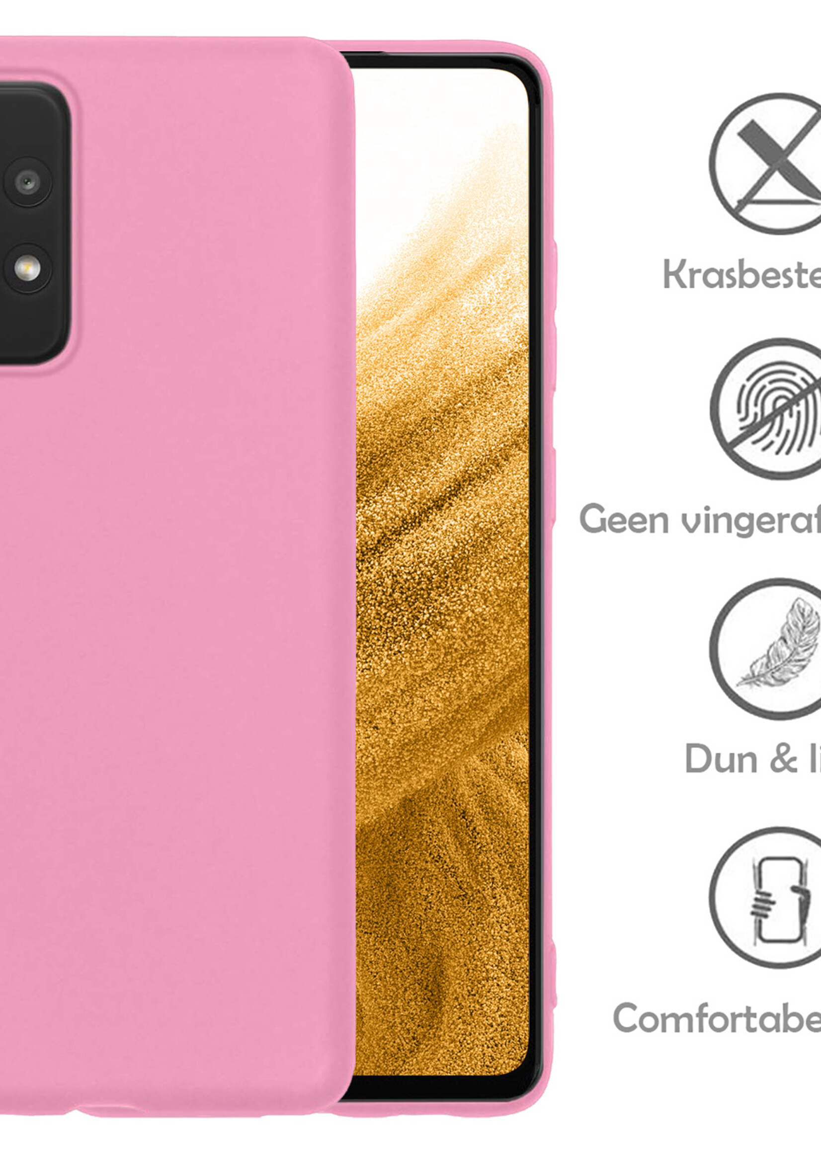 LUQ Hoesje Geschikt voor Samsung A53 Hoesje Siliconen Case - Hoes Geschikt voor Samsung Galaxy A53 Hoes Siliconen - Lichtroze