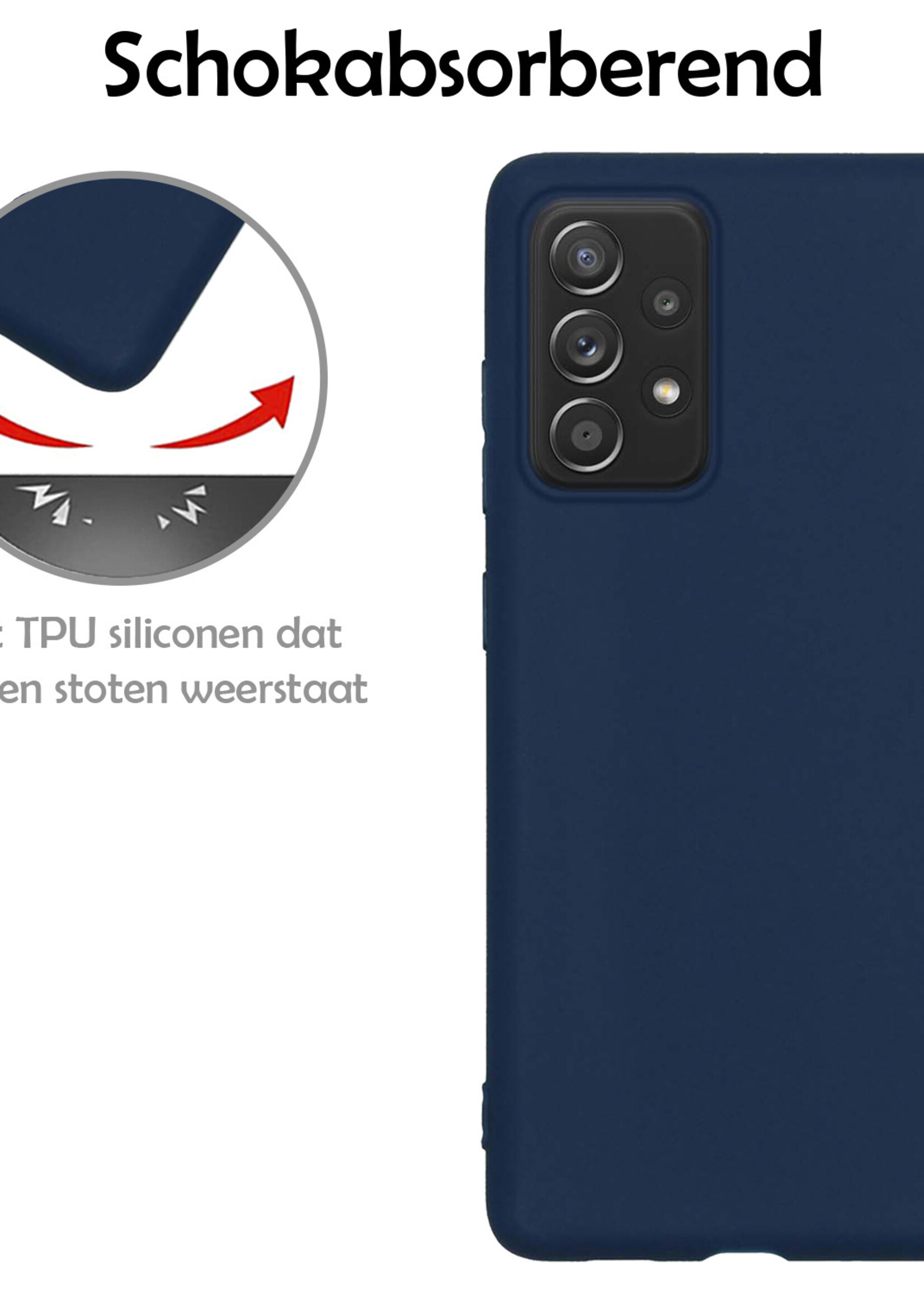 LUQ Hoesje Geschikt voor Samsung A53 Hoesje Siliconen Case - Hoes Geschikt voor Samsung Galaxy A53 Hoes Siliconen - Donkerblauw - 2 Stuks