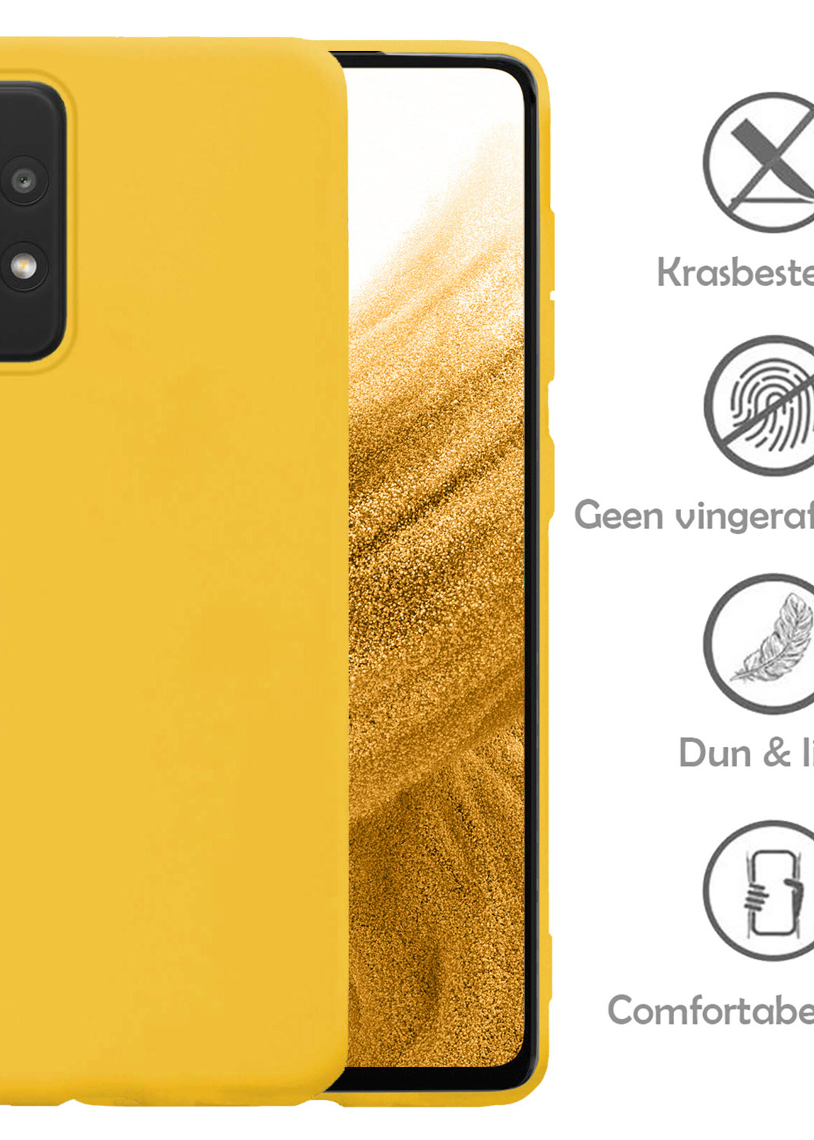 LUQ Hoesje Geschikt voor Samsung A53 Hoesje Siliconen Case - Hoes Geschikt voor Samsung Galaxy A53 Hoes Siliconen - Geel - 2 Stuks