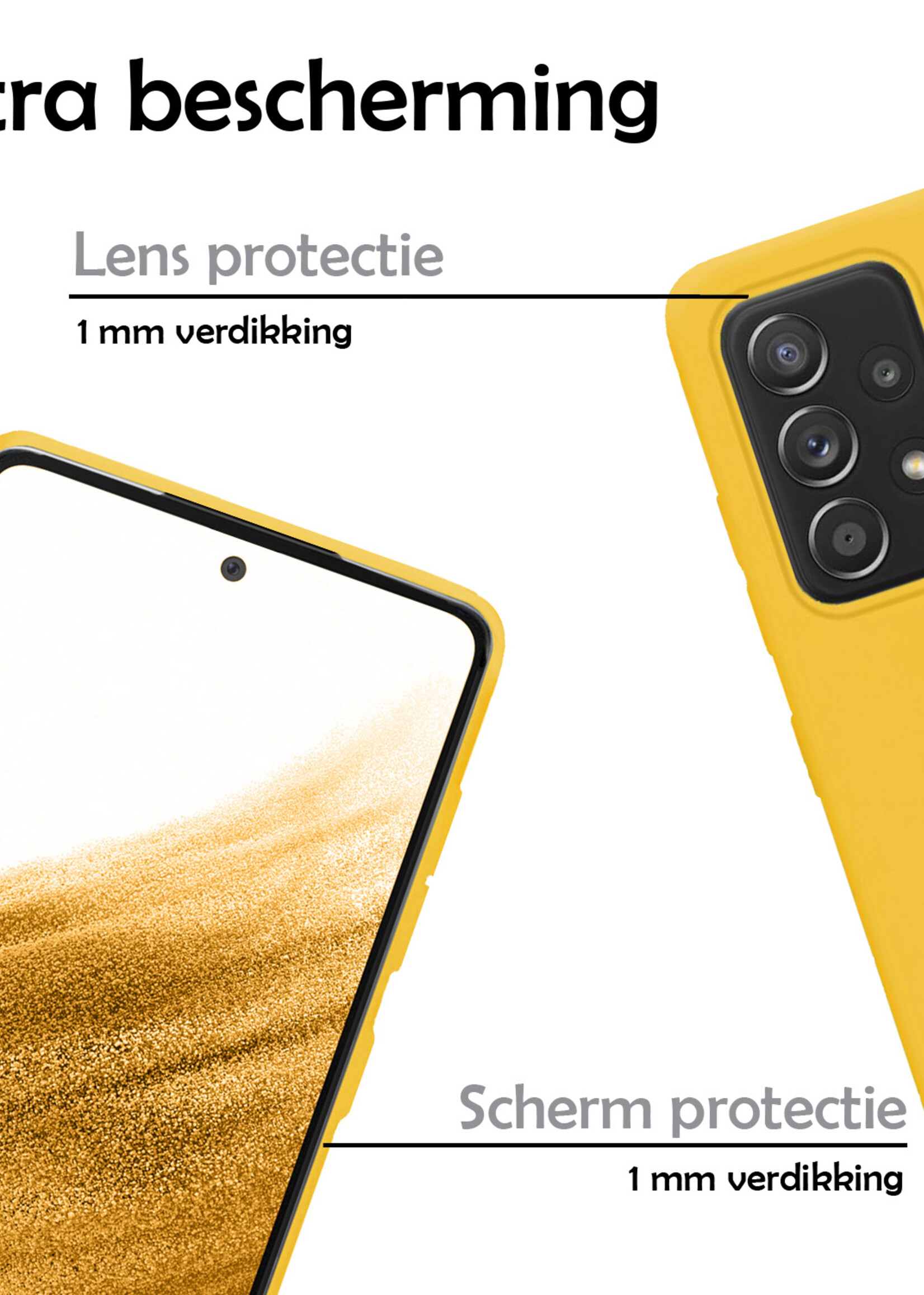 LUQ Hoesje Geschikt voor Samsung A53 Hoesje Siliconen Case - Hoes Geschikt voor Samsung Galaxy A53 Hoes Siliconen - Geel - 2 Stuks