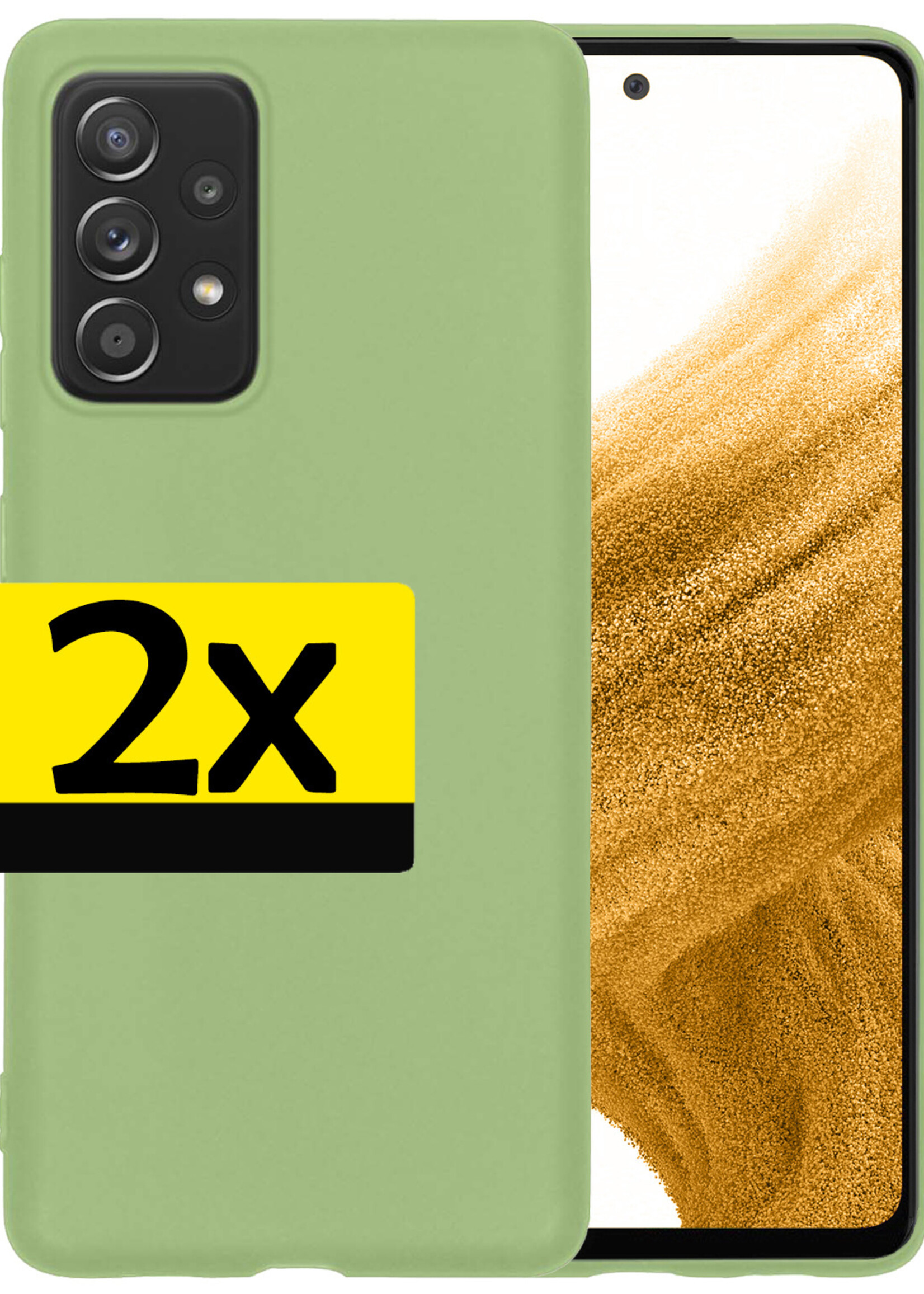 LUQ Hoesje Geschikt voor Samsung A53 Hoesje Siliconen Case - Hoes Geschikt voor Samsung Galaxy A53 Hoes Siliconen - Groen - 2 Stuks