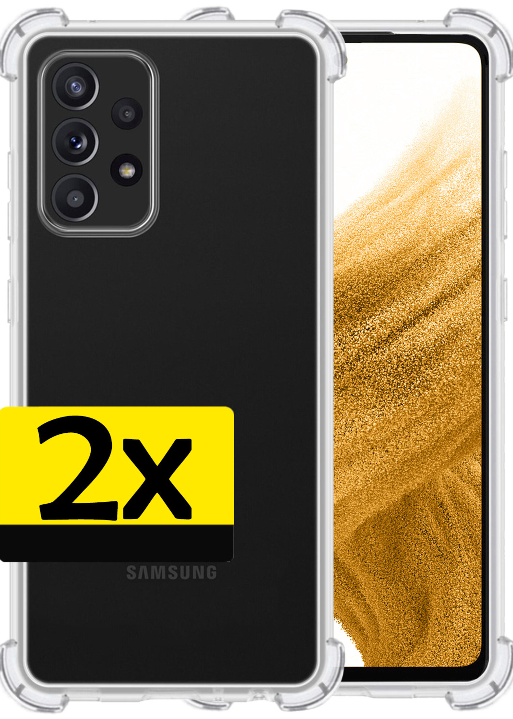 LUQ Hoesje Geschikt voor Samsung A53 Hoesje Shockproof Case Siliconen - Hoes Geschikt voor Samsung Galaxy A53 Hoes Cover Siliconen - Transparant - 2 Stuks