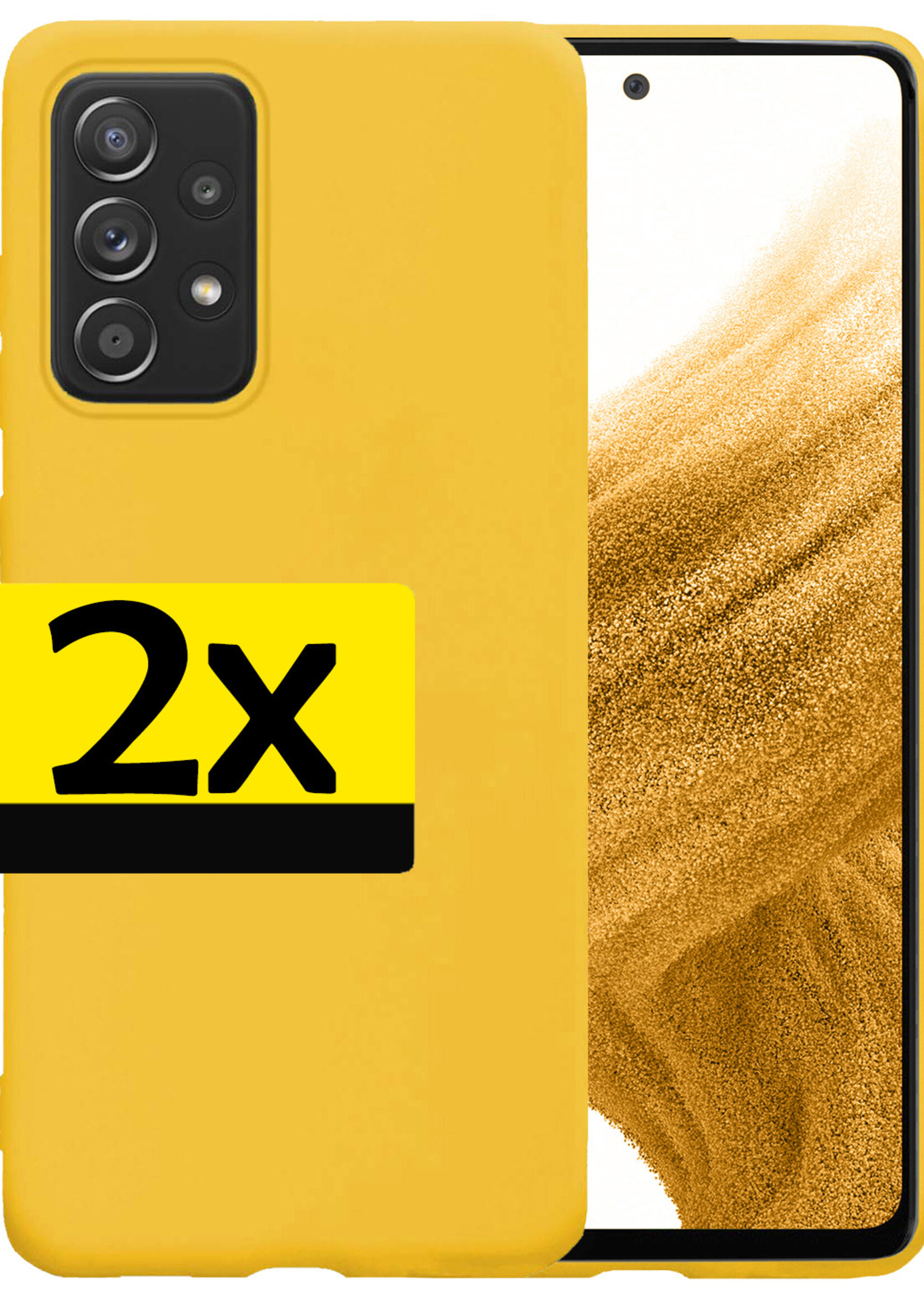 LUQ Hoesje Geschikt voor Samsung A53 Hoesje Siliconen Case - Hoes Geschikt voor Samsung Galaxy A53 Hoes Siliconen - Geel - 2 Stuks