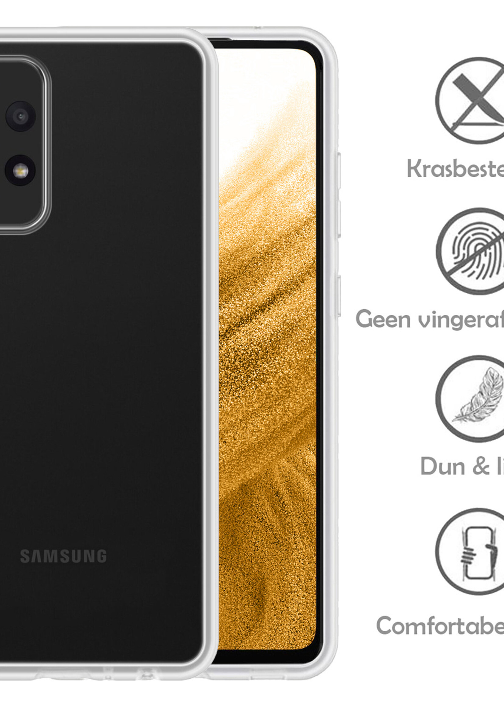 LUQ Hoesje Geschikt voor Samsung A53 Hoesje Siliconen Case - Hoes Geschikt voor Samsung Galaxy A53 Hoes Siliconen - Transparant - 2 Stuks